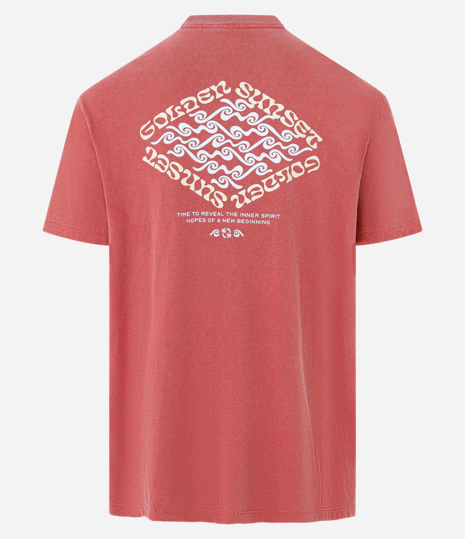 Camiseta Comfort em Algodão Estonado com Estampa Geométrico Vermelho 2