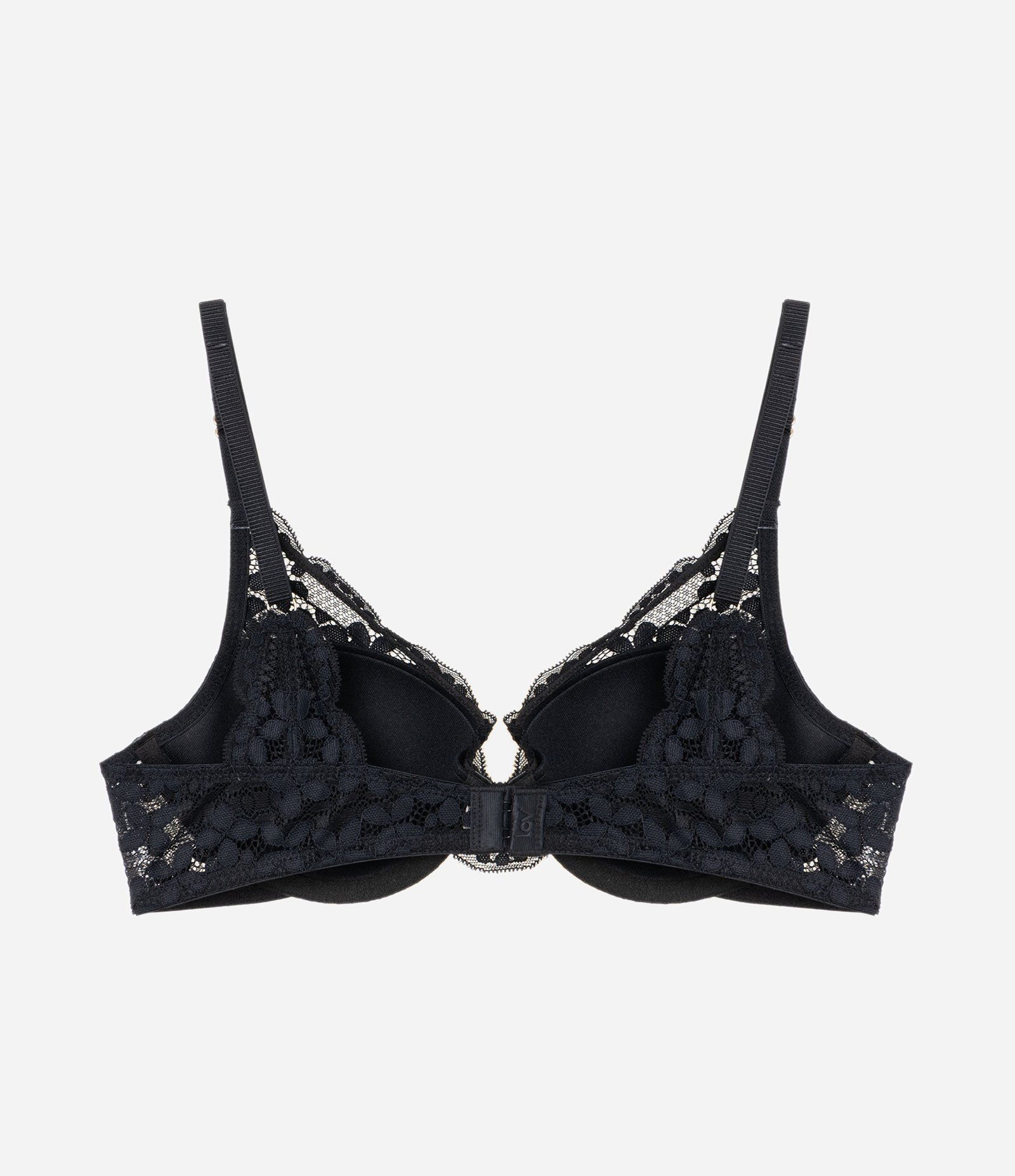 Sutiã Meia Taça com Bojo em Renda Floral Preto 2