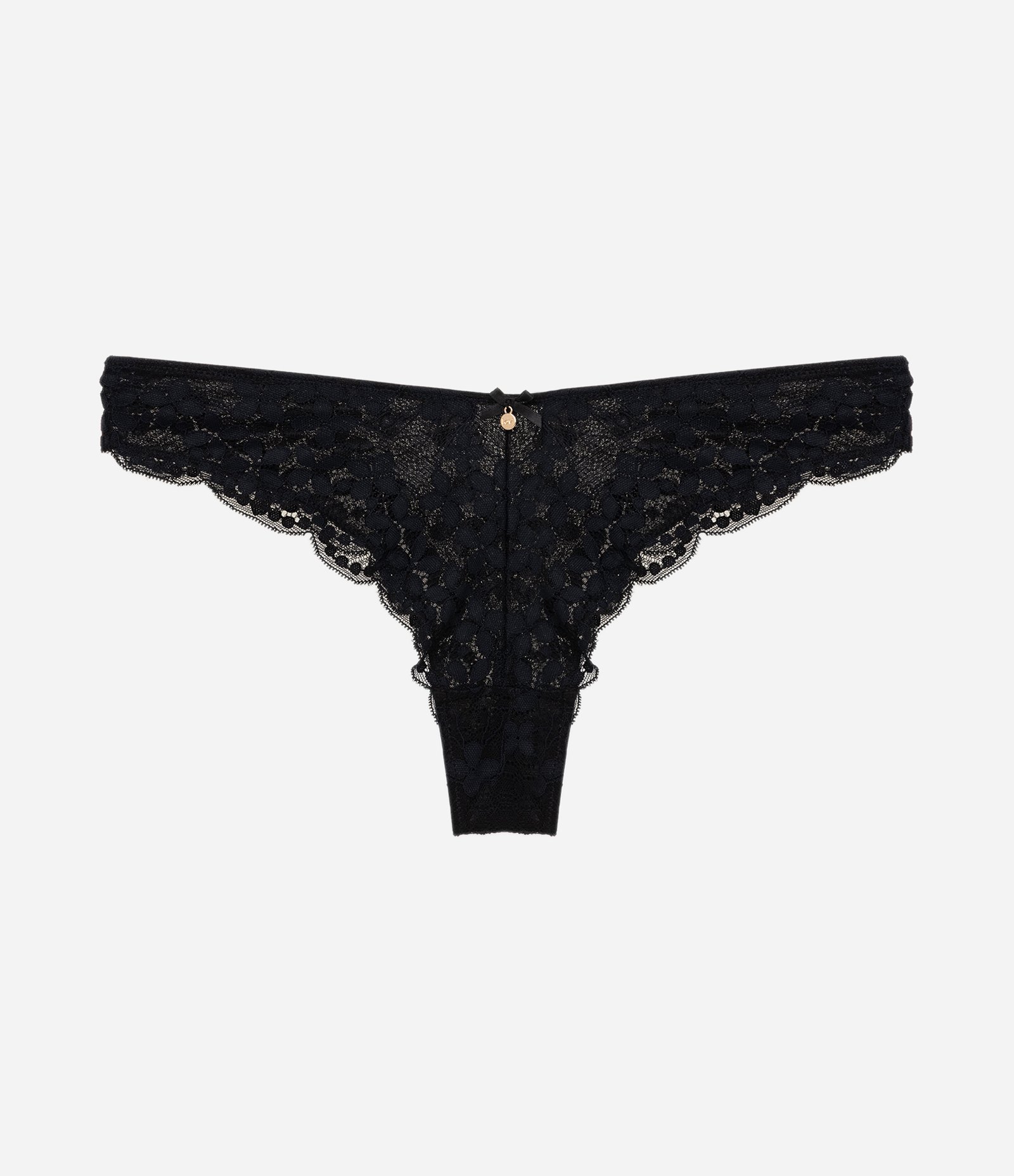 Calcinha Biquíni Fio em Renda Floral Preto 1