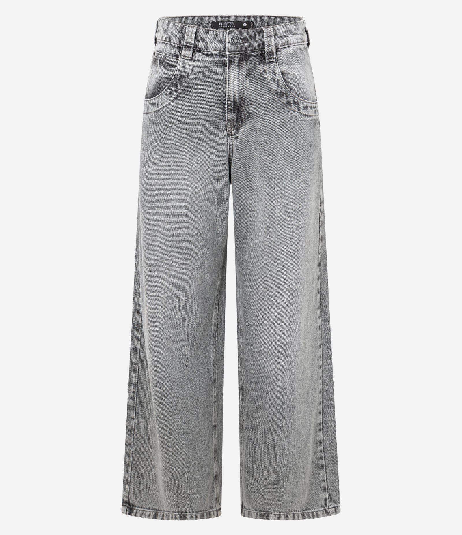 Calça Loose em Jeans com Cintura Baixa Cinza 6