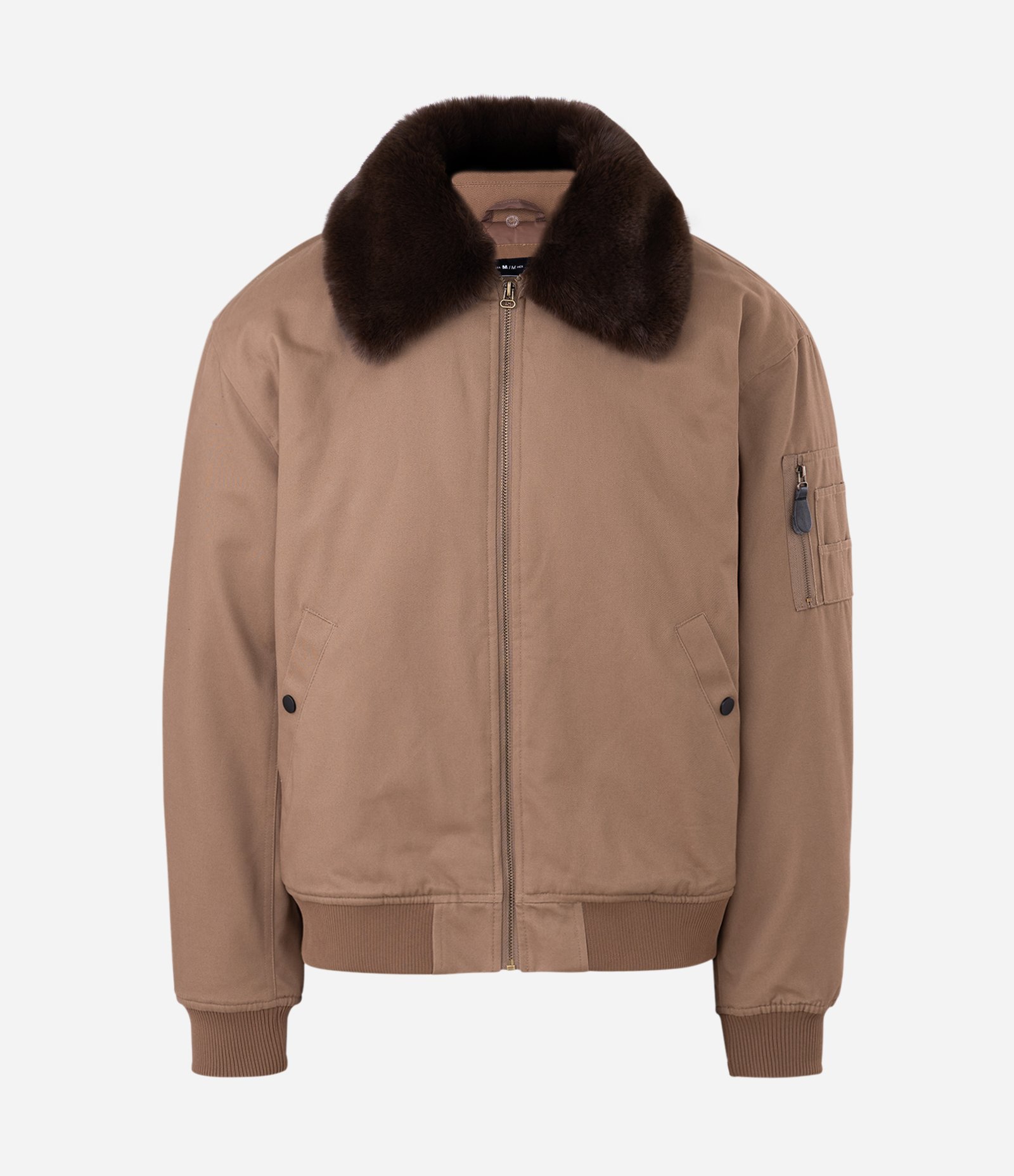 Jaqueta Bomber em Sarja Lisa e com Gola Removível Marrom 5