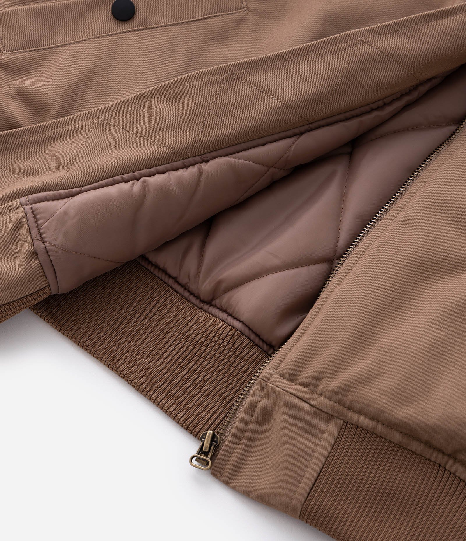 Jaqueta Bomber em Sarja Lisa e com Gola Removível Marrom 8