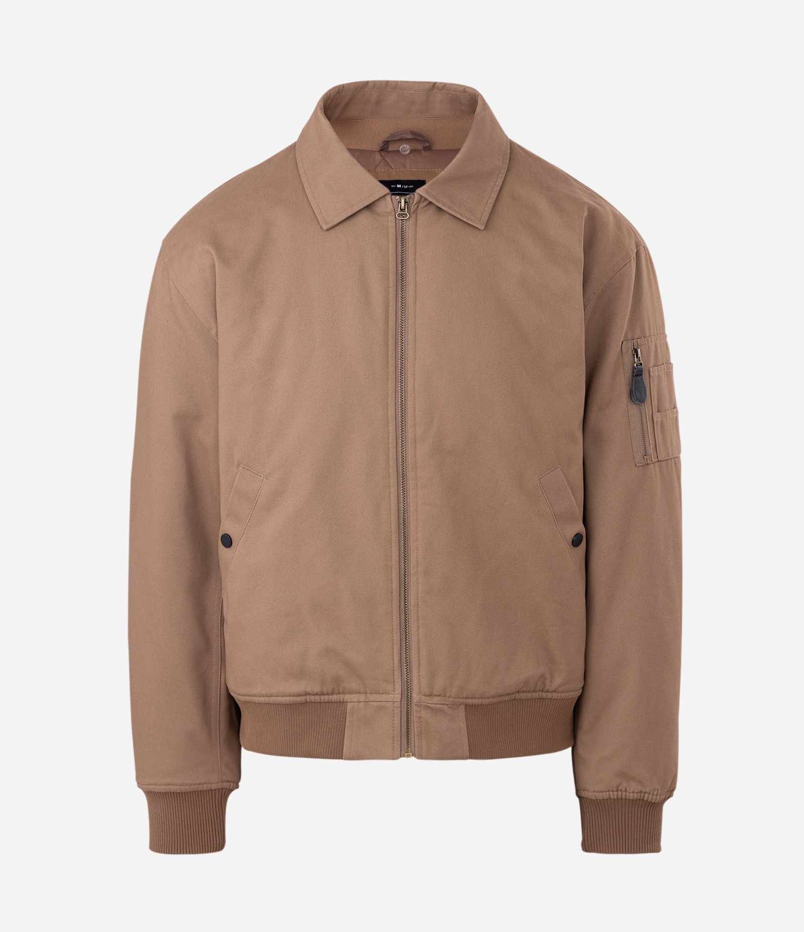 Jaqueta Bomber em Sarja Lisa e com Gola Removível Marrom 11