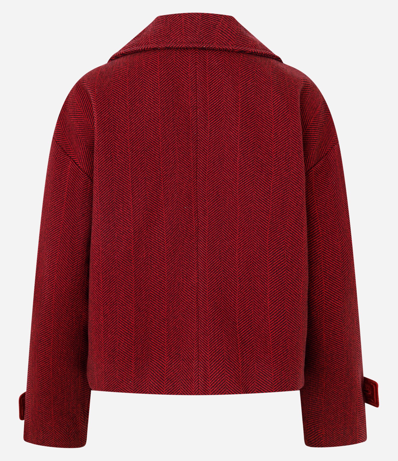 Casaco Regular com Gola Blazer e Padronagem Espinha de Peixe Vermelho 7