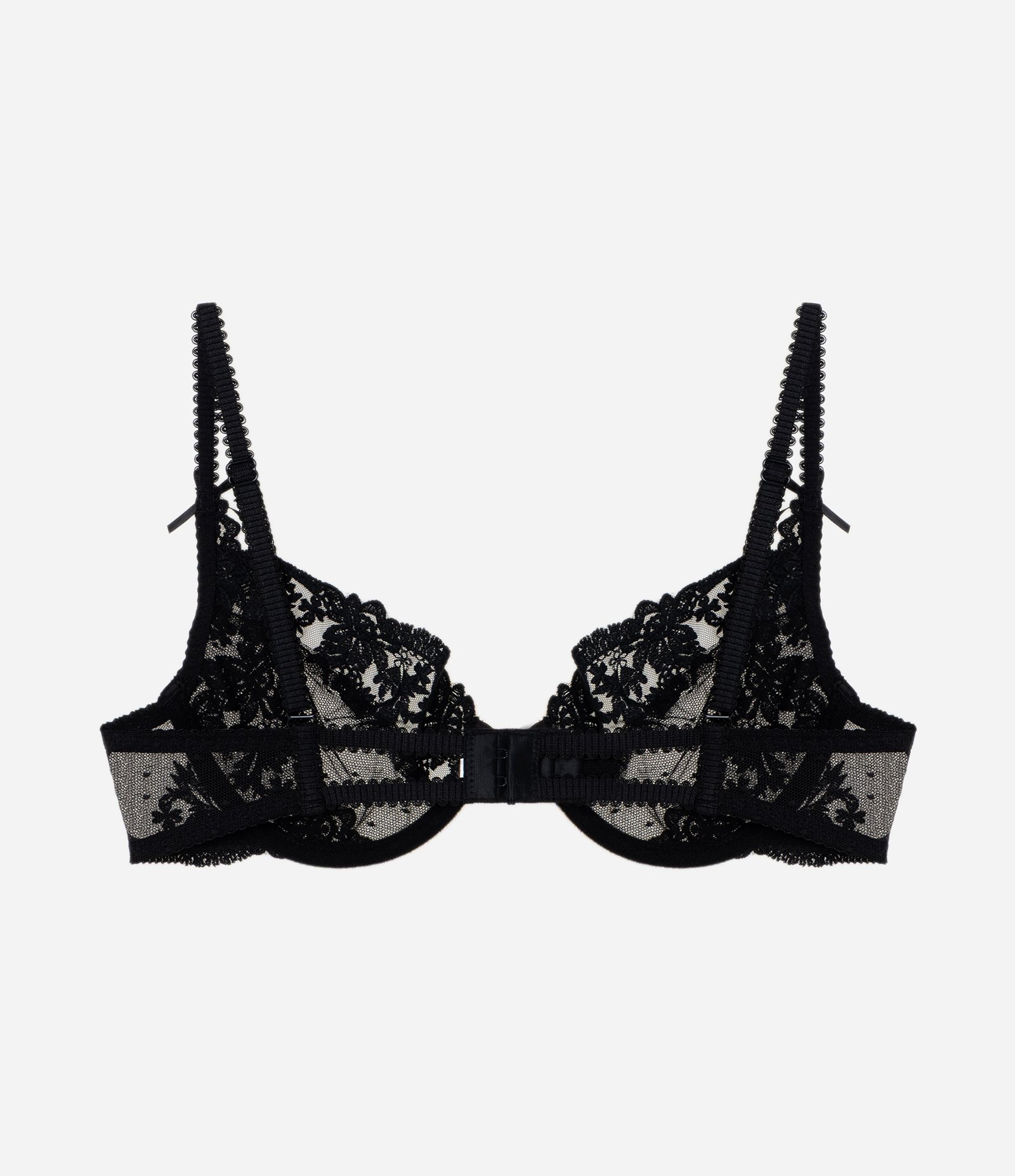 Sutiã Meia Taça sem Bojo com Aro em Tule Bordado Preto 6