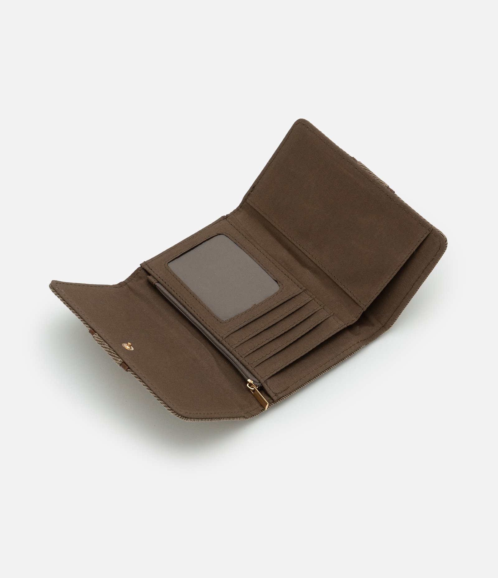 Carteira Envelope Média Com Detalhe de Listra em Lona Marrom 5