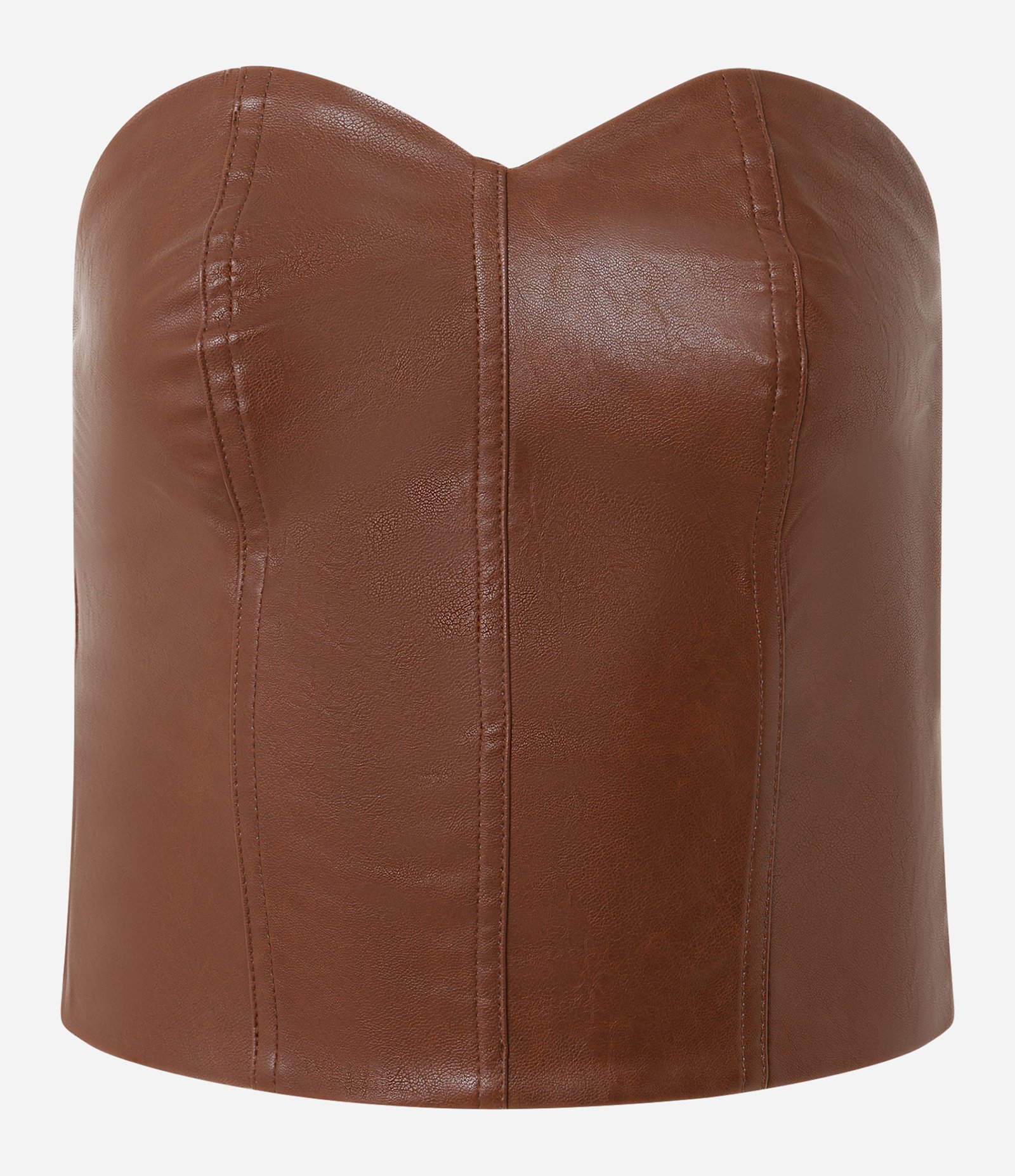 Blusa em PU com Decote Coração Marrom 1