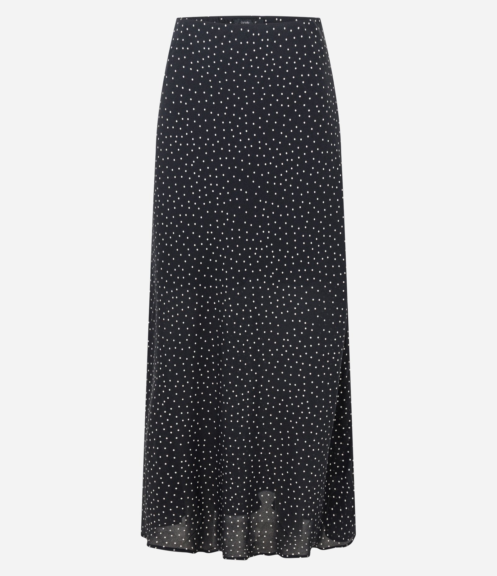 Saia Reta Midi em Crepe com Estampa Poá Preto 5