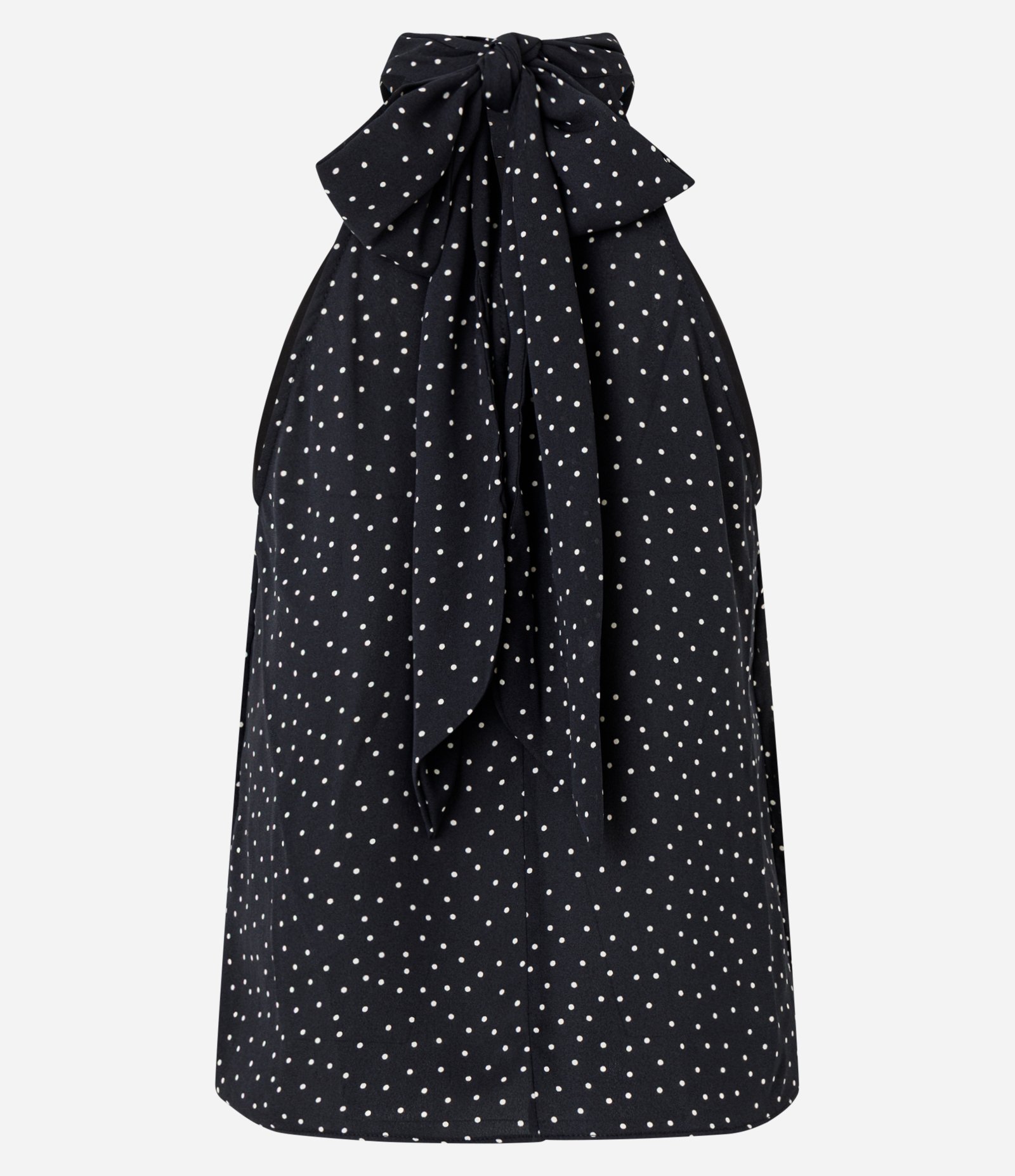 Blusa em Crepe com Gola Halter e Estampa Poá Preto 7