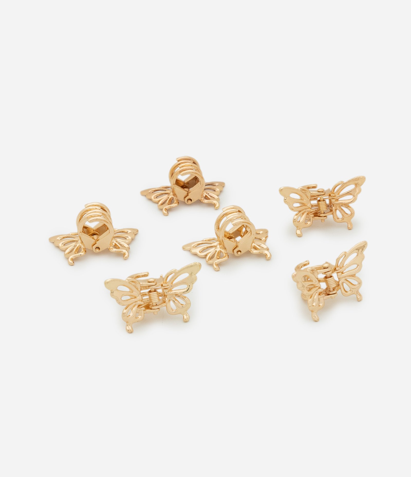 Kit 06 Mini Piranhas em Metal com Formato de Borboleta Dourado 2