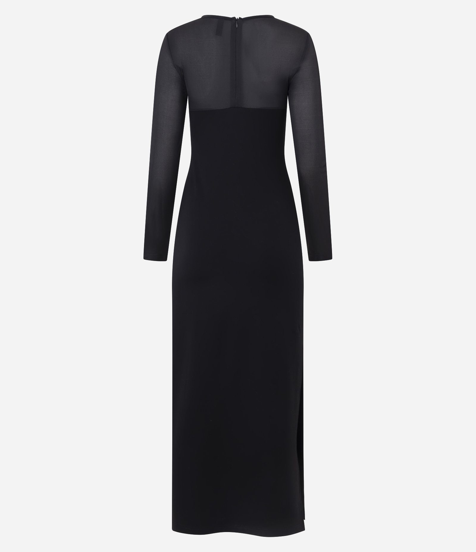 Vestido Midi Ajustado em Tule com Recorte Frontal Preto 8