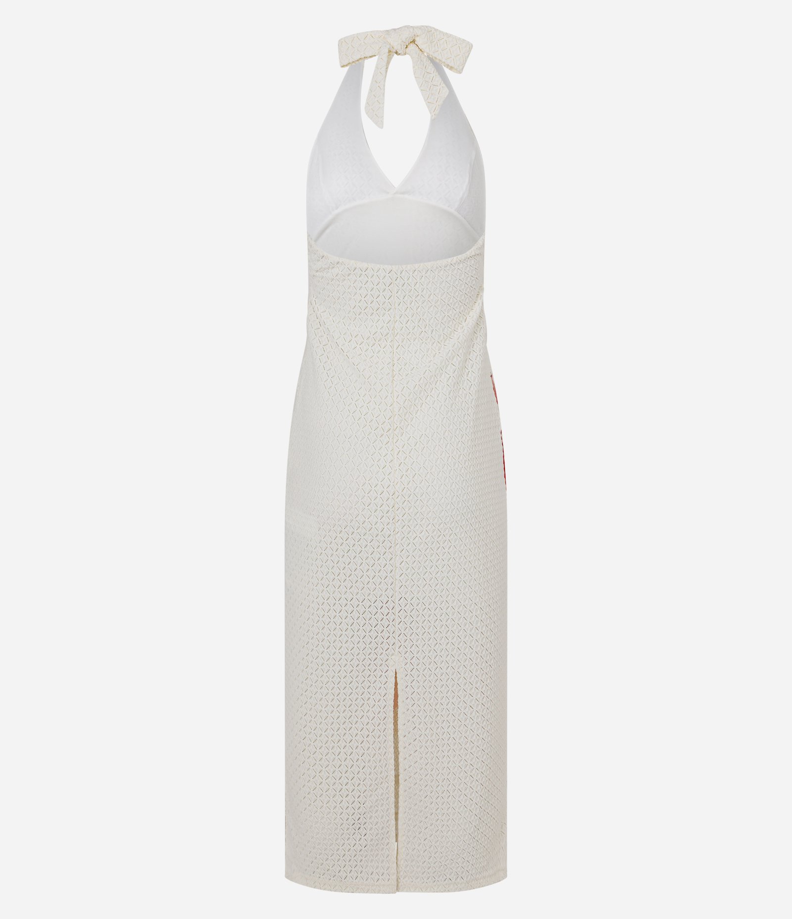 Vestido Longo em Renda com Estampa Floral Hibisco Branco 3