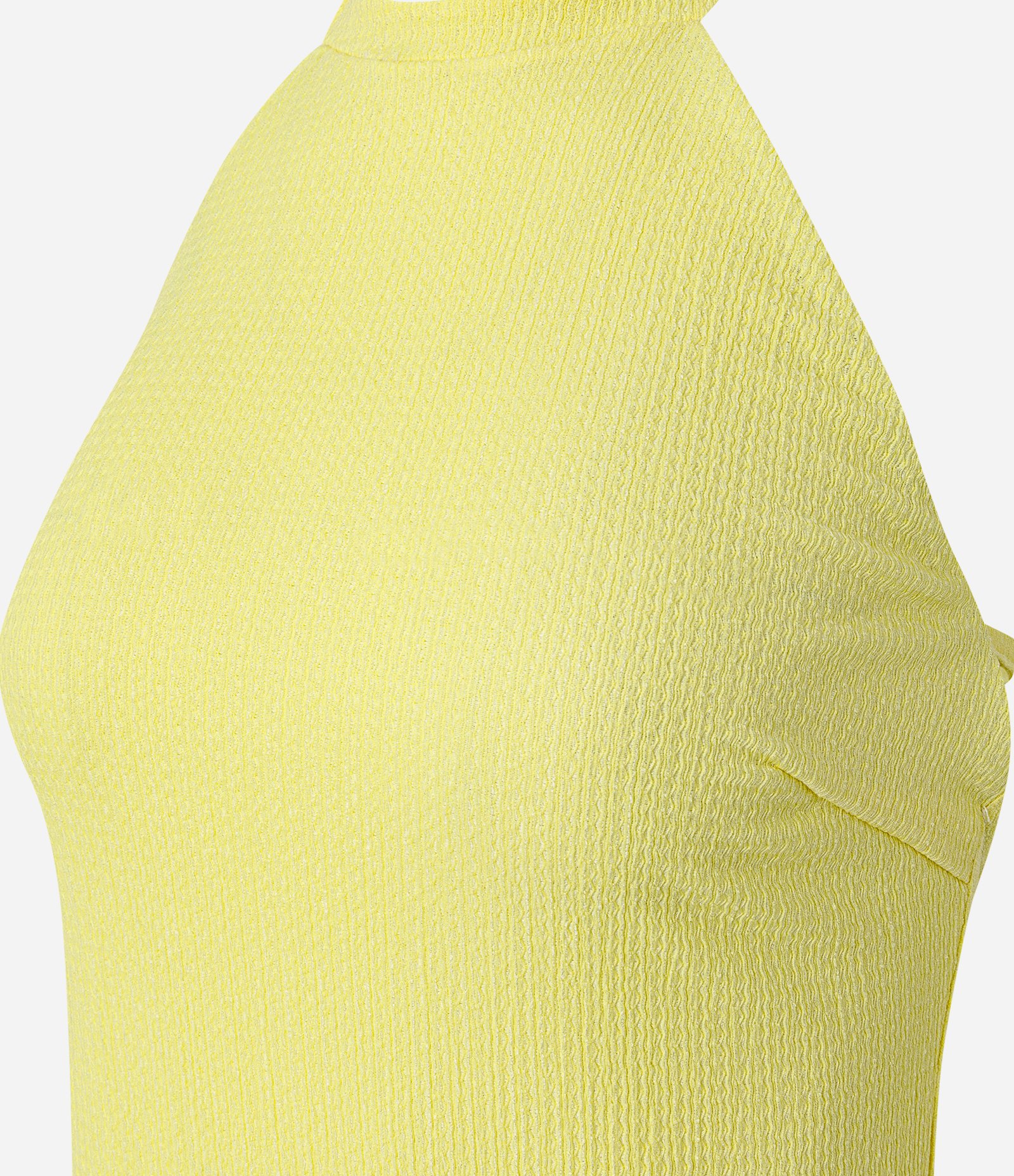 Vestido Midi Frente Única Texturizado com Fenda Amarelo 2