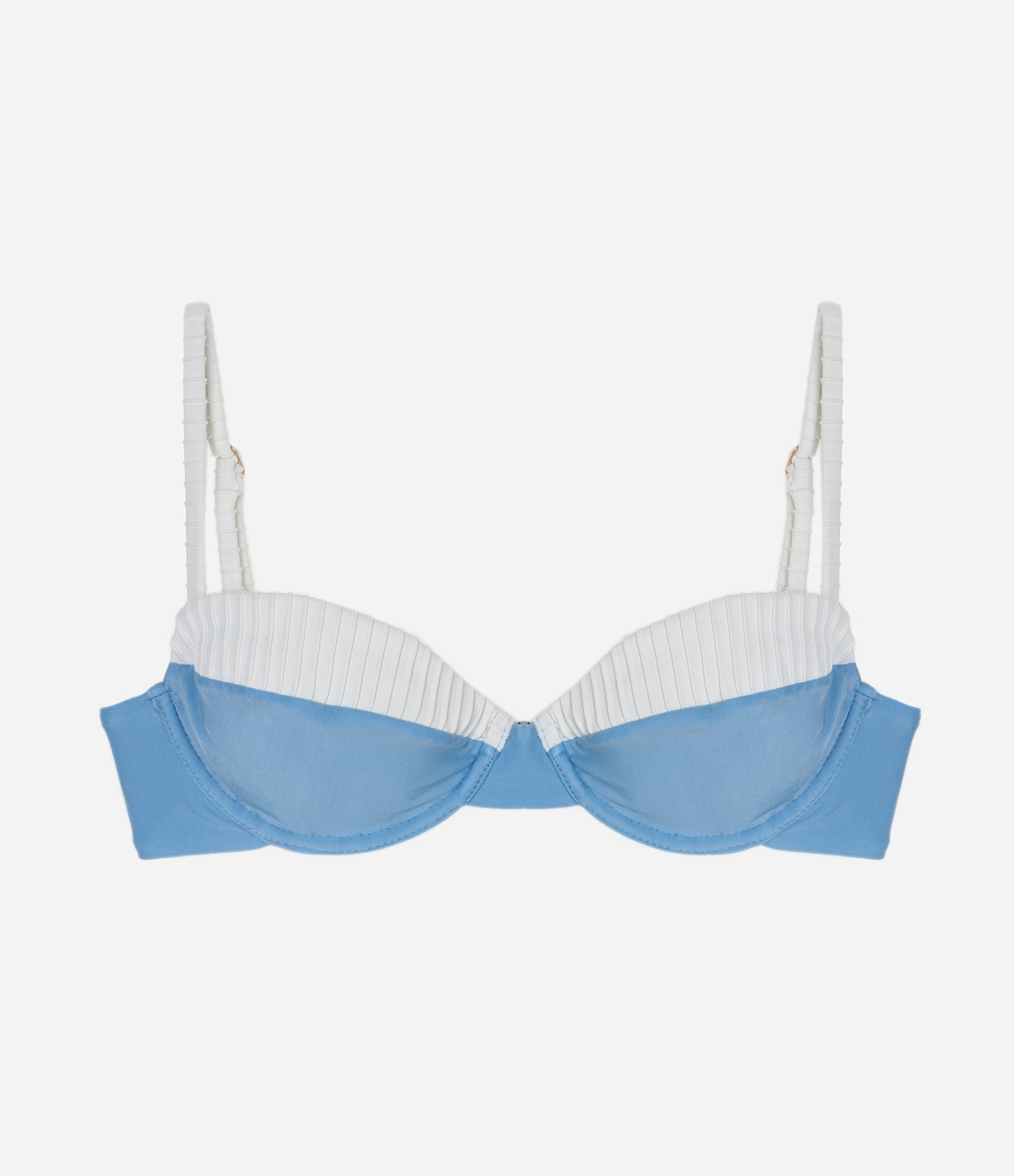 Top Biquíni Meia Taça com Aro Azul/Branco 5