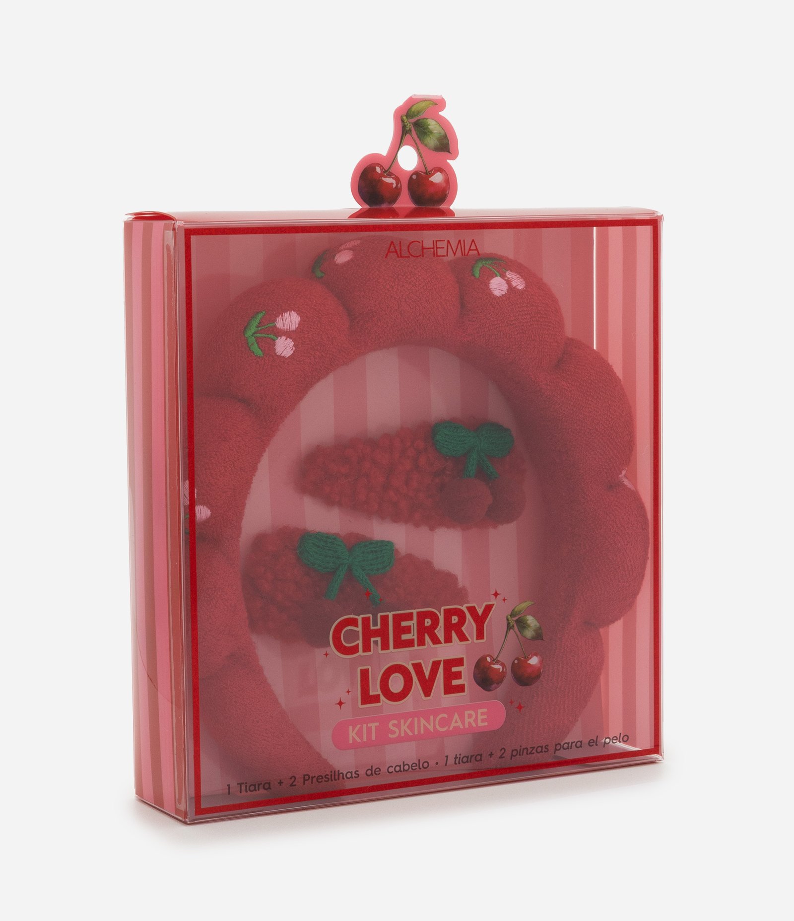 Kit Alchemia Tiara Puff + 2 Presilhas Cherry KIT 5