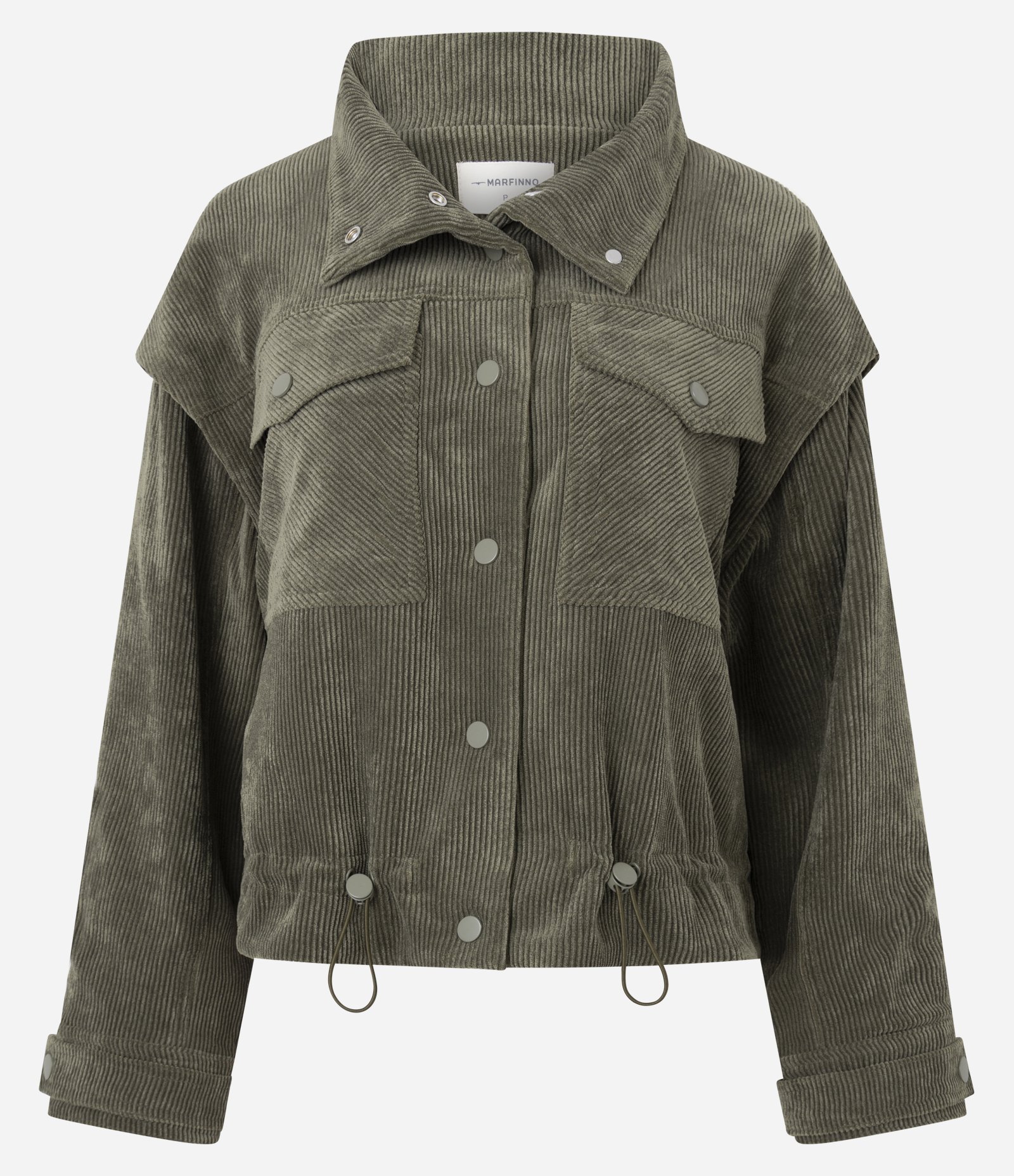 Jaqueta em Veludo Cotelê com Cava Deslocada e Puxadores Verde 6