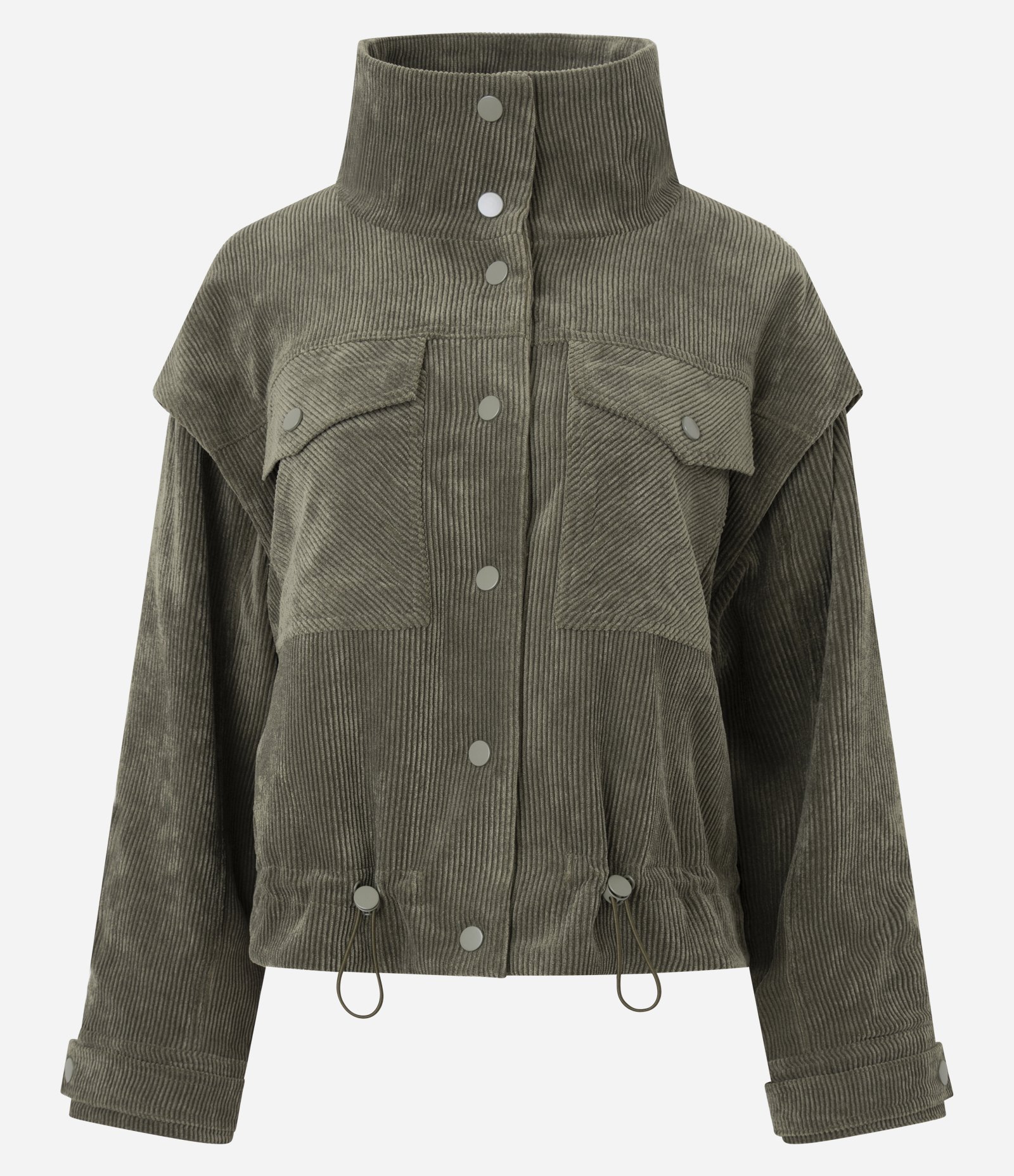 Jaqueta em Veludo Cotelê com Cava Deslocada e Puxadores Verde 8