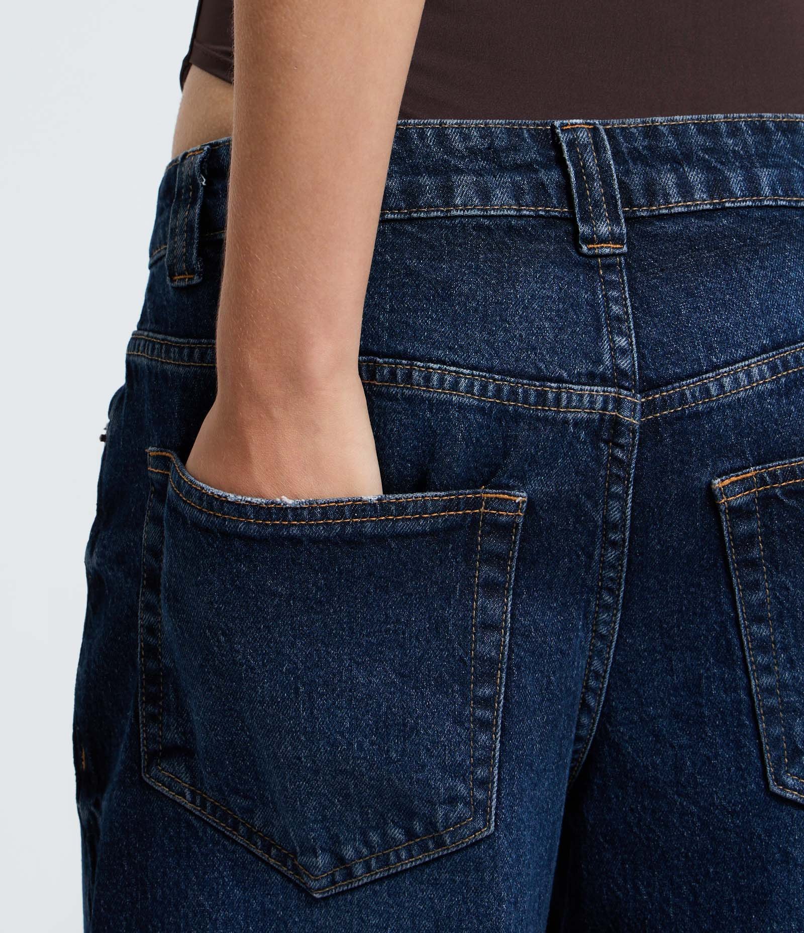 Calça Jeans Loose com Cintura Baixa Azul 4