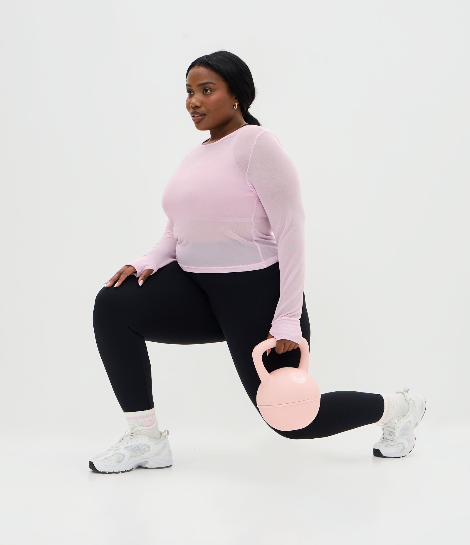 Blusa Esportiva em Tule com Decote Profundo nas Costas Curve & Plus Size Rosa 1