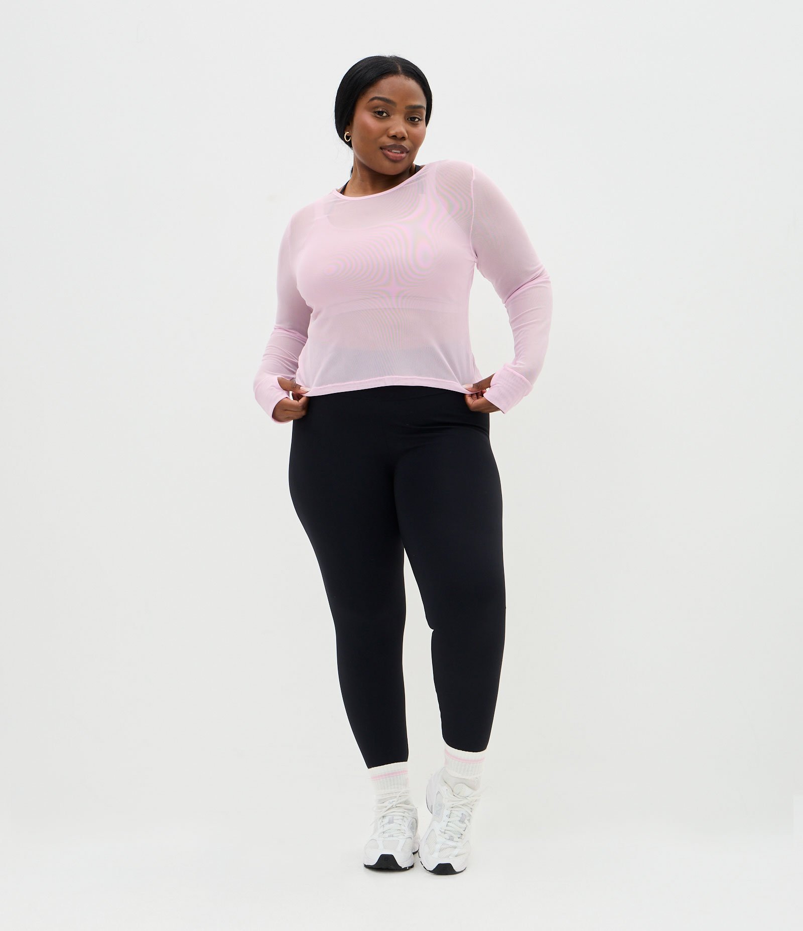 Blusa Esportiva em Tule com Decote Profundo nas Costas Curve & Plus Size Rosa 3