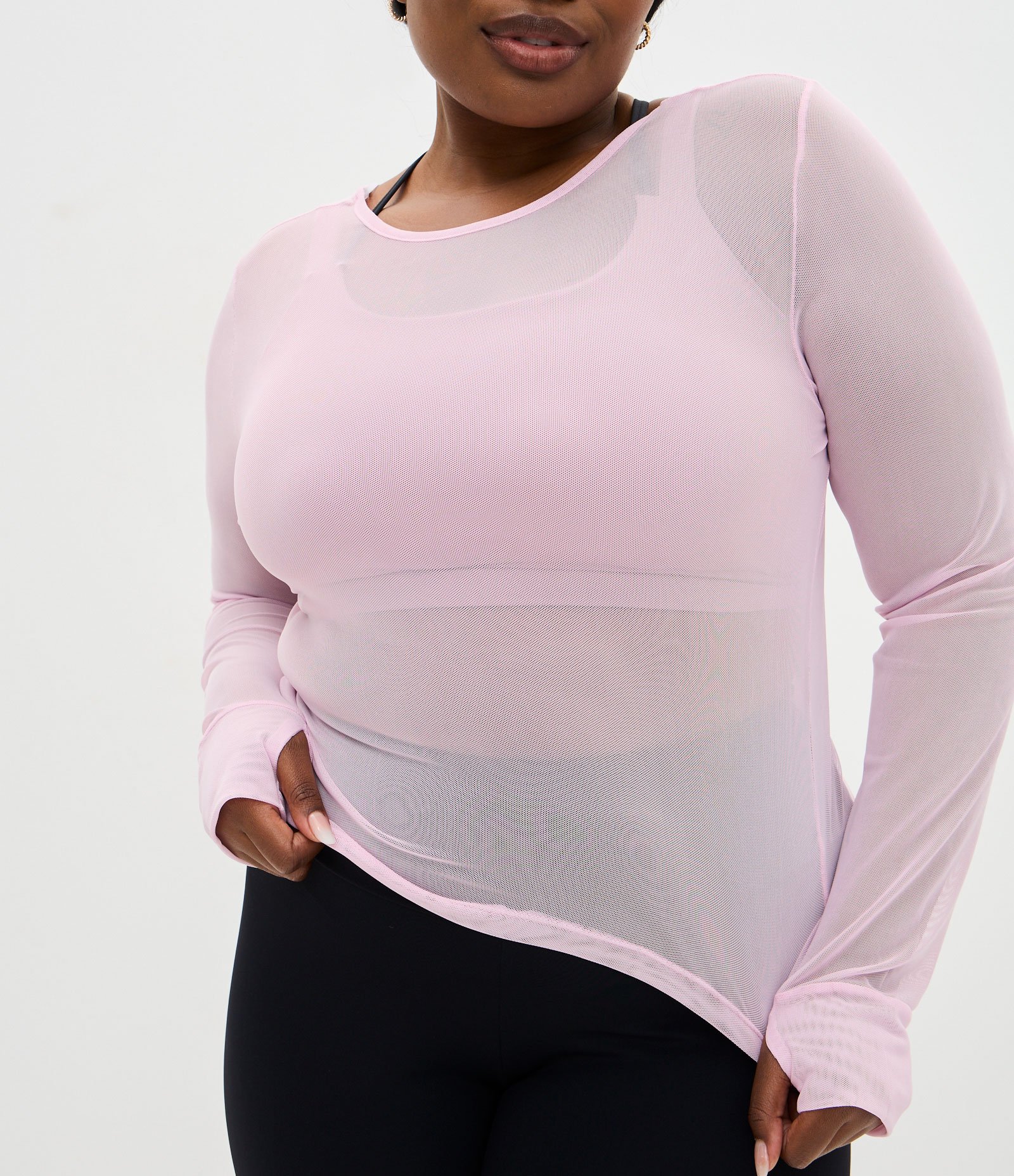 Blusa Esportiva em Tule com Decote Profundo nas Costas Curve & Plus Size Rosa 4