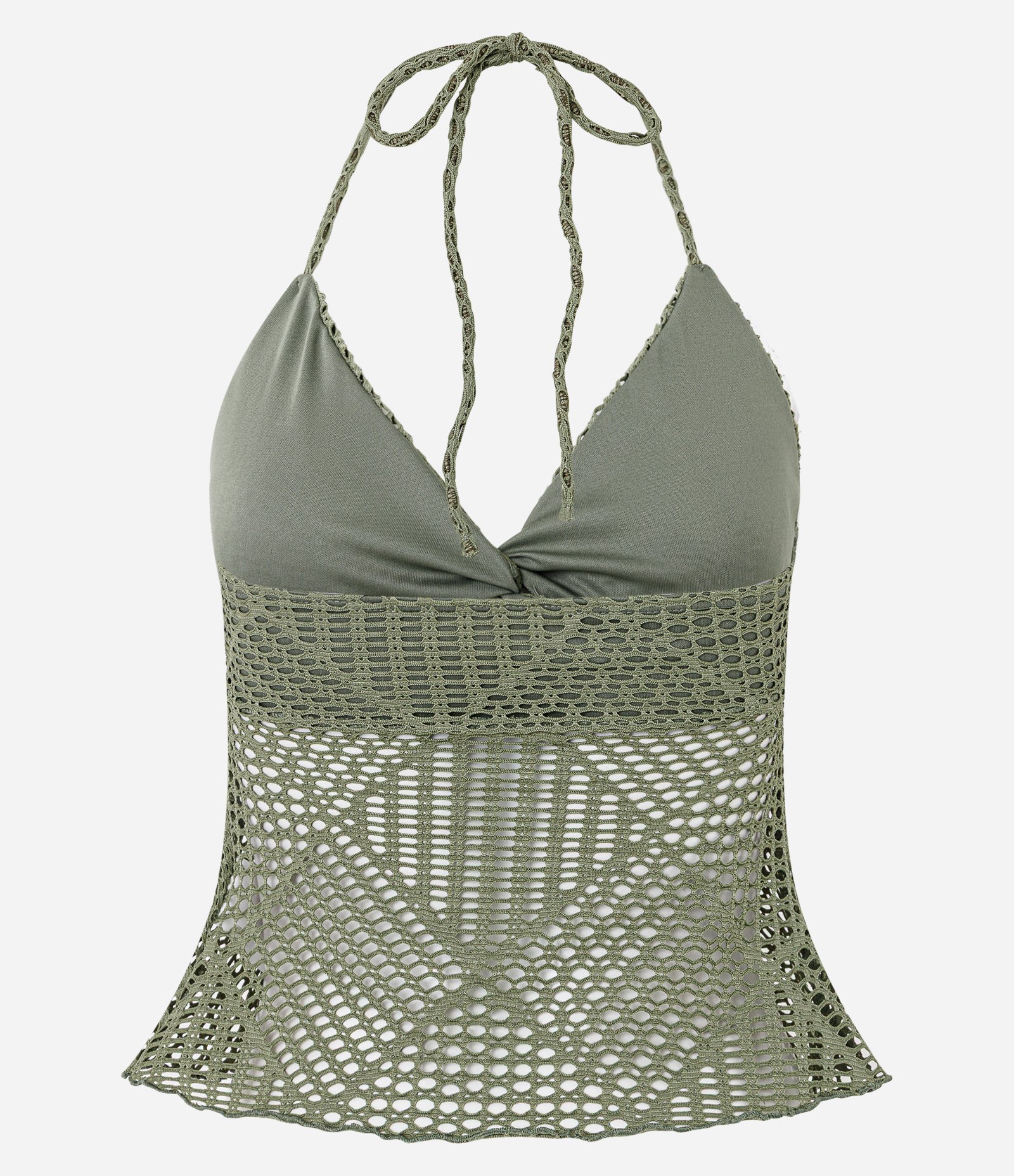 Blusa Frente Única Texturizada com Nó e Abertura Verde 3