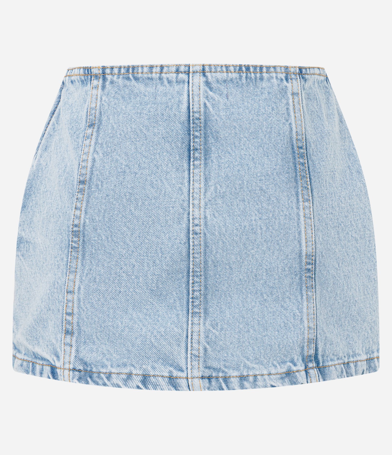 Short Saia em Jeans com Recortes e Fendas Claro 2