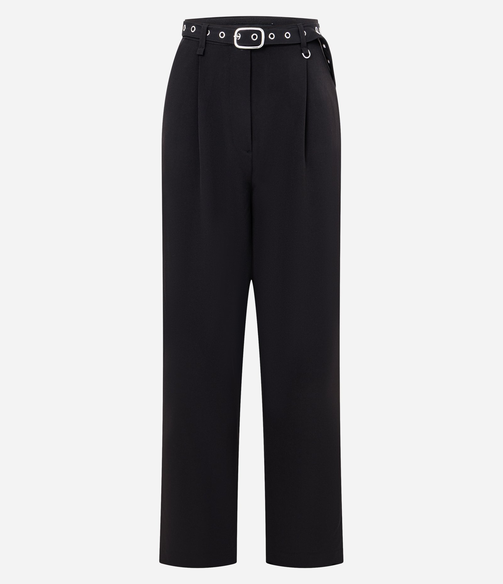 Calça Wide Leg Alfaiatada com Cinto e Pregas Preto 5