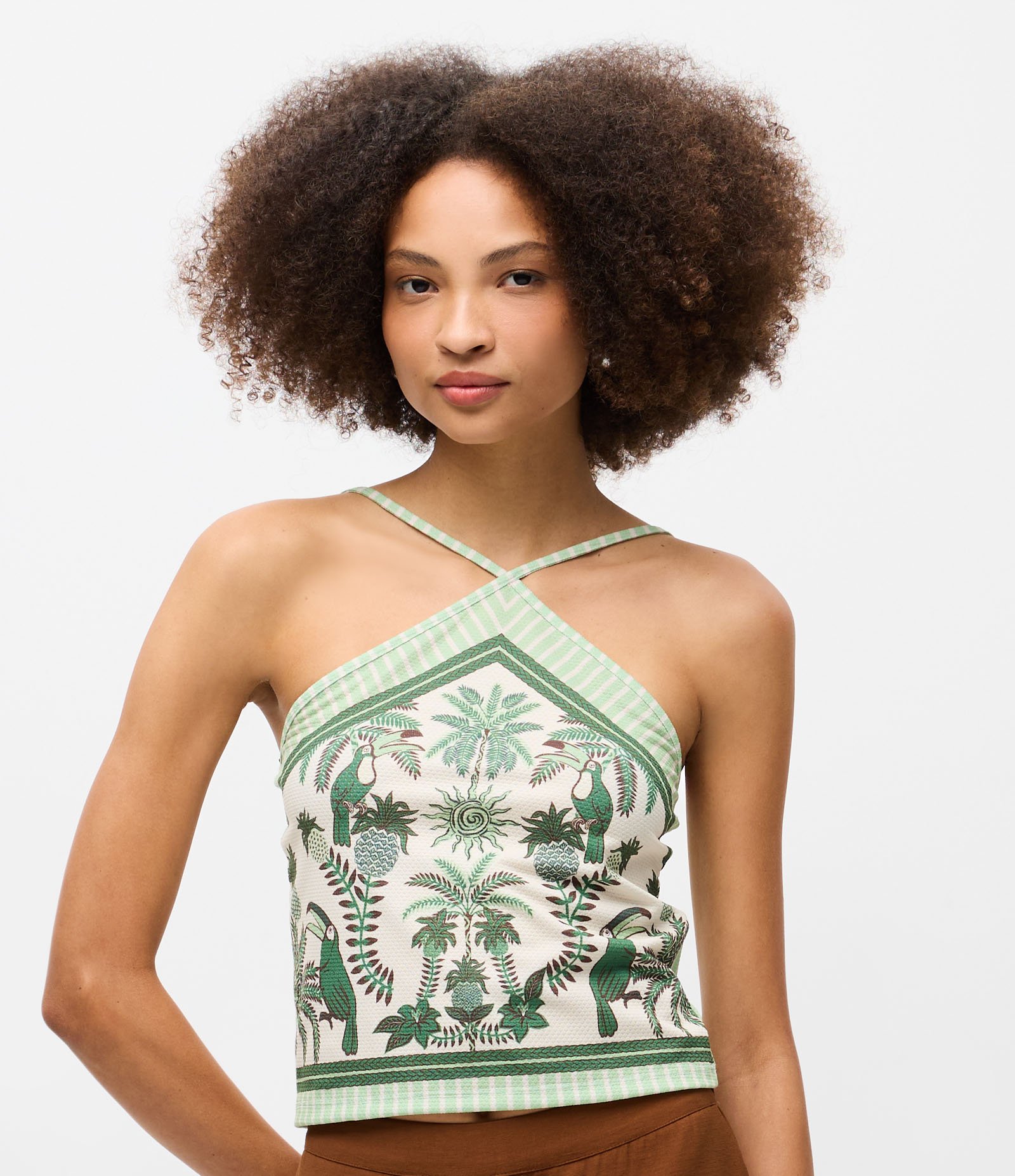 Blusa com Estampa Tropical Verde 1