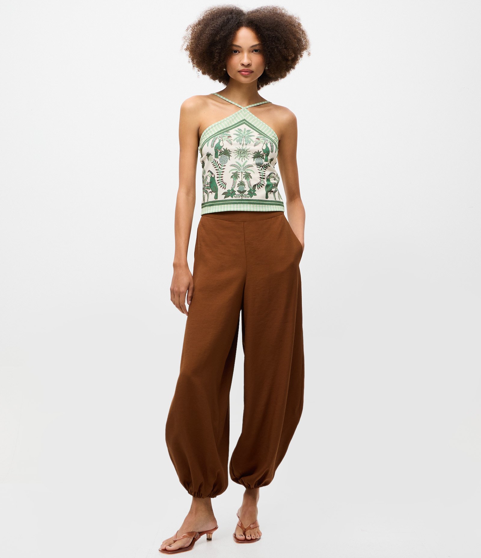 Blusa com Estampa Tropical Verde 2