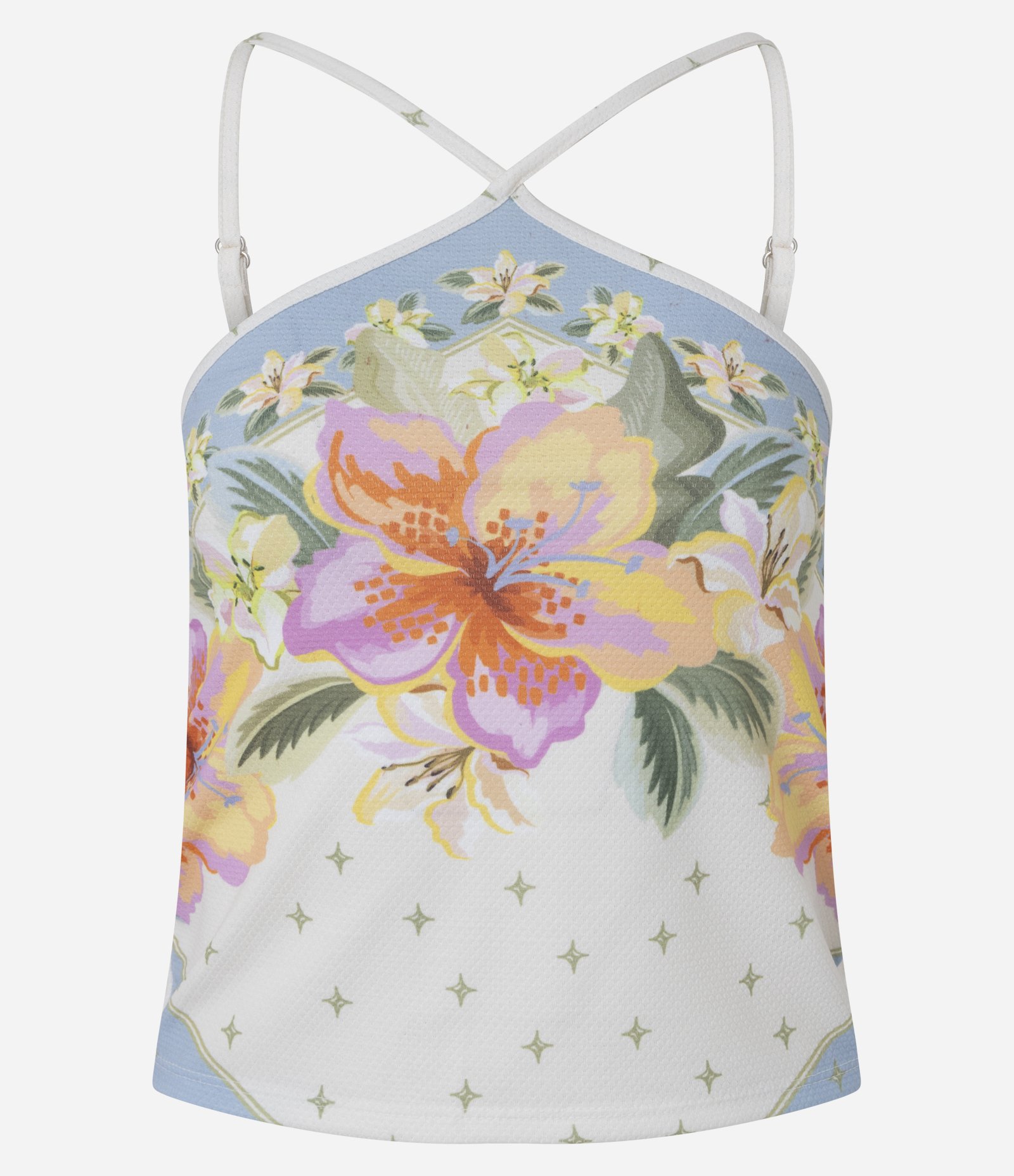 Blusa de Alcinha com Textura e Estampa Floral Off White 1