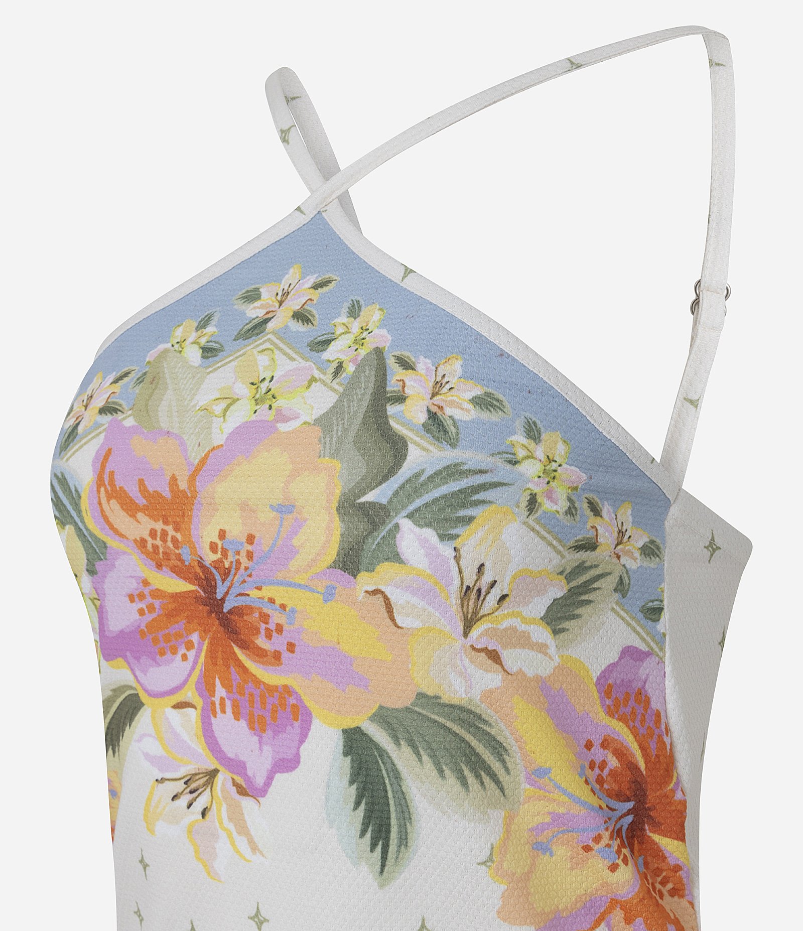 Blusa de Alcinha com Textura e Estampa Floral Off White 2