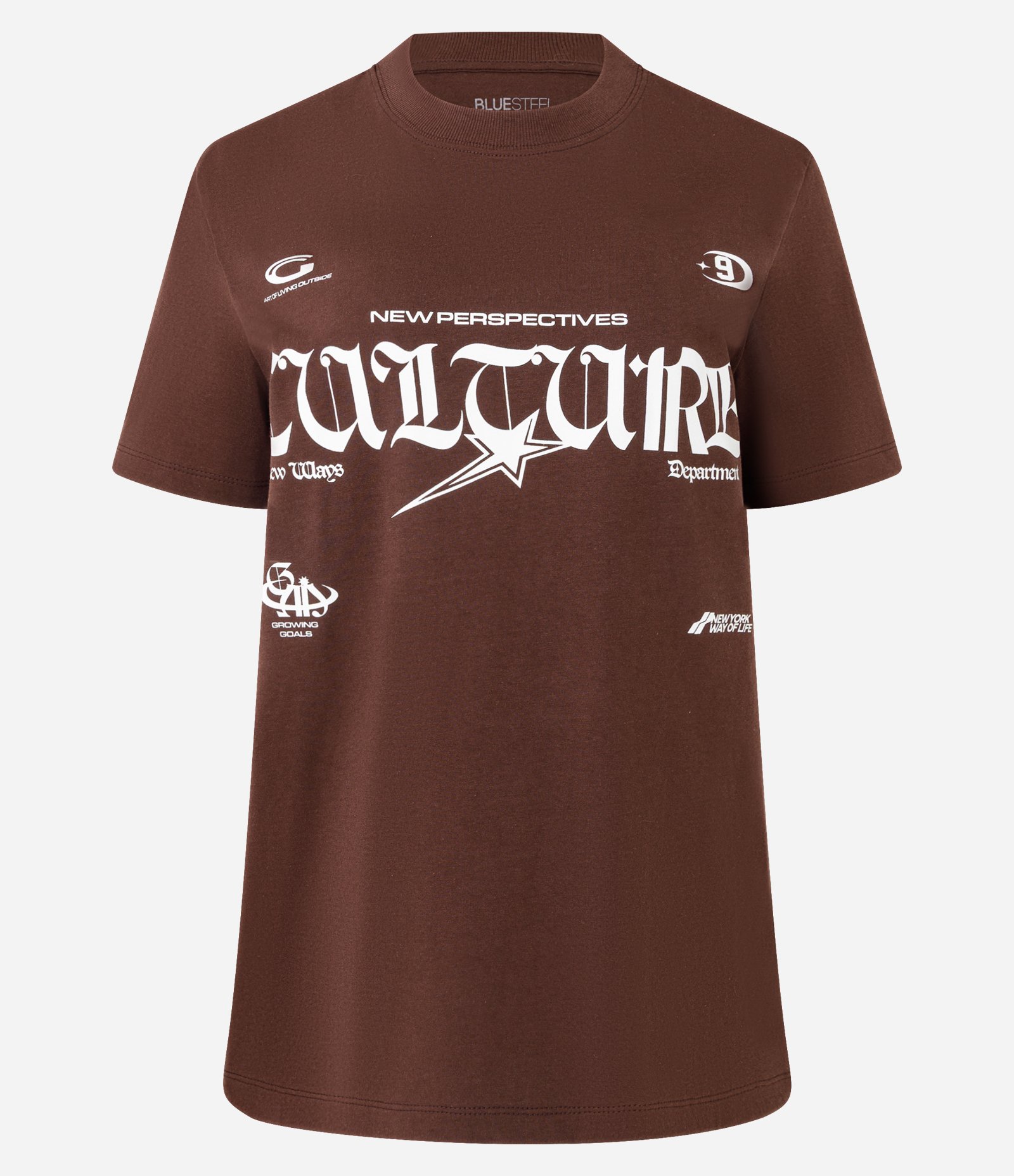 Camiseta T-shirt em Algodão com Estampa Lettering Culture 9 Marrom 5