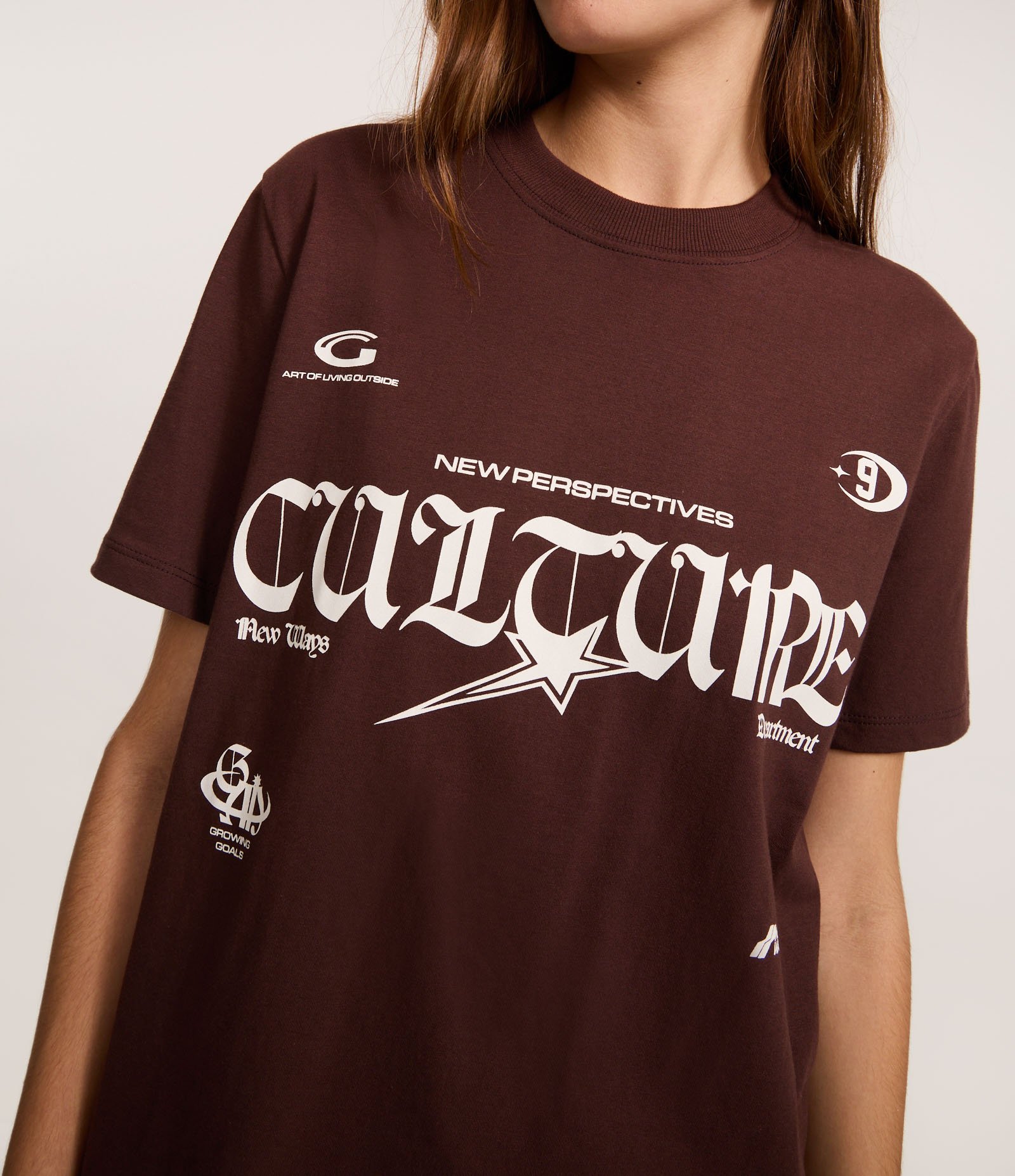 Camiseta T-shirt em Algodão com Estampa Lettering Culture 9 Marrom 3