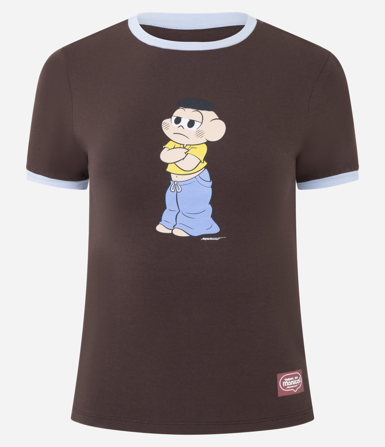 Camiseta em Algodão com Estampa Cascão Marrom 1
