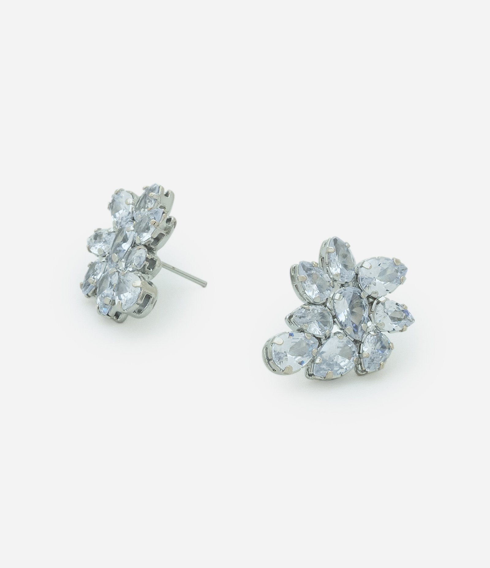 Brinco Pequeno com Forma de Folhas e Pétalas em Zircônia Prata-AC 2