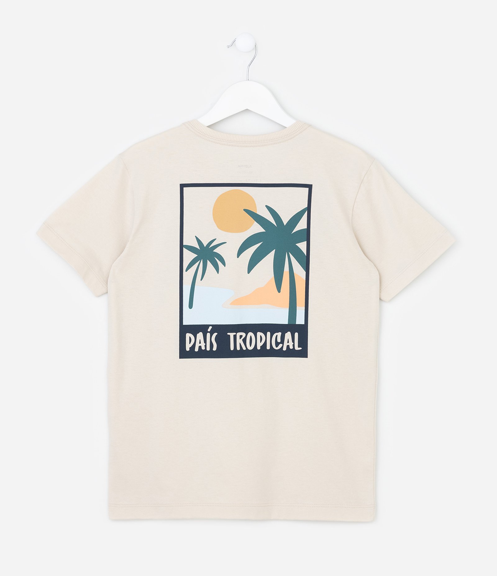 Camiseta Infantil com Estampa País Tropical - Tam 5 a 14 Anos Bege 2