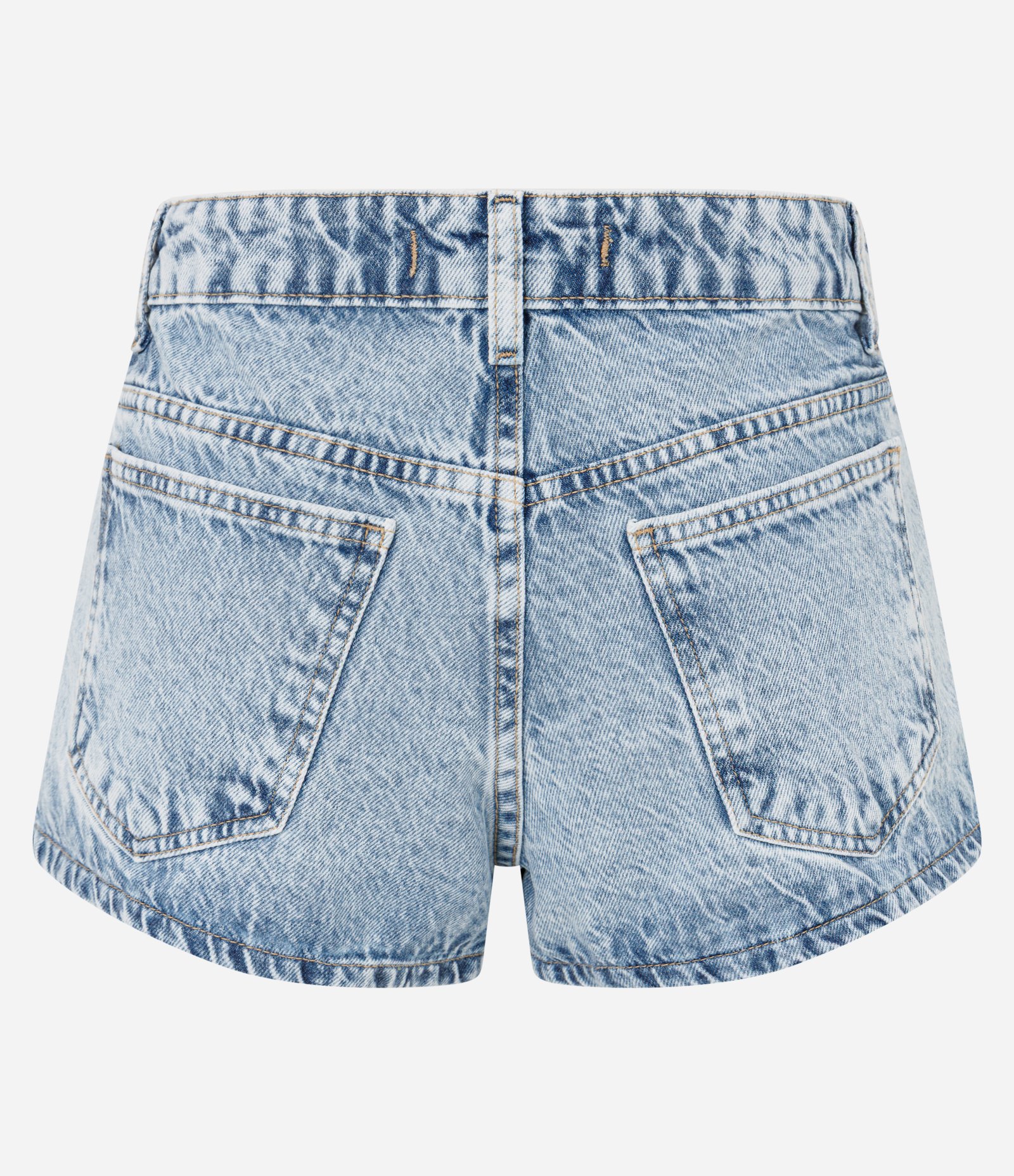 Short Micro em Jeans com Cintura Baixa e Correntinha de Estrelas Claro 7