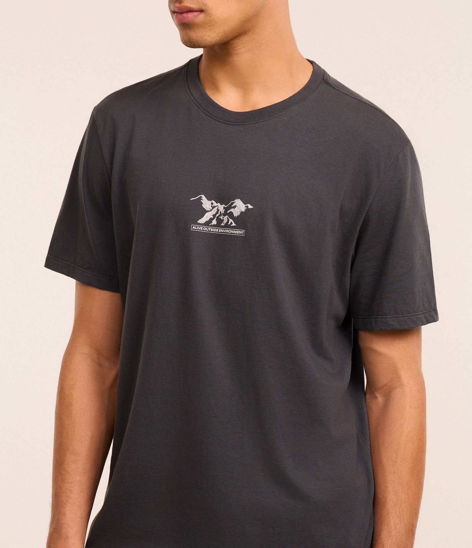 Camiseta em Algodão com Estampa Montanha Cinza 3