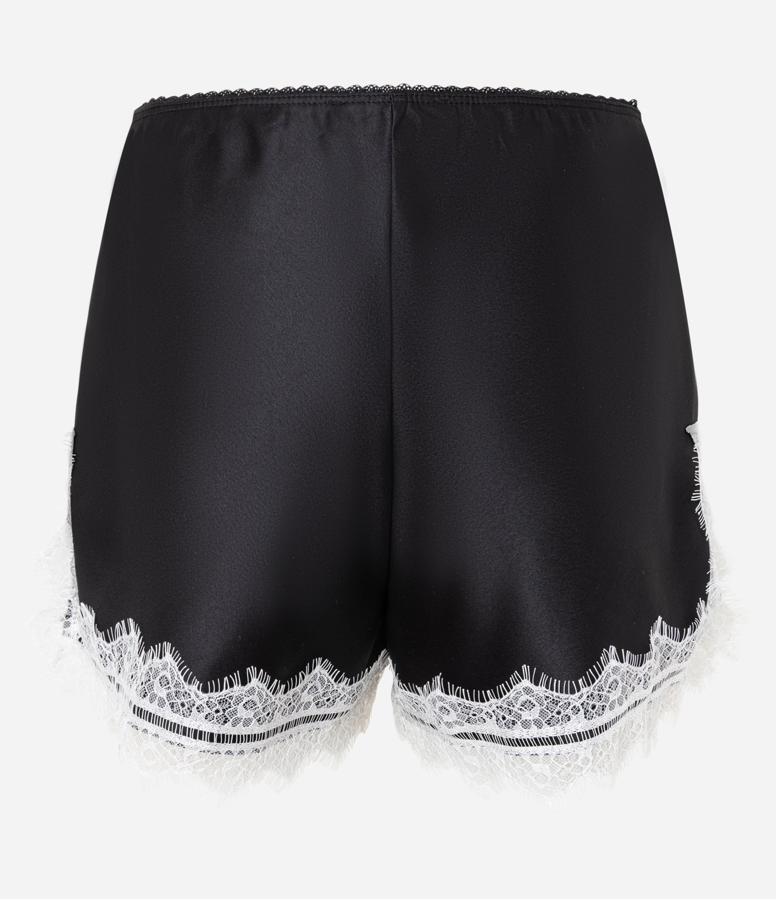 Short Evasê em Cetim com Renda na Barra Preto 7