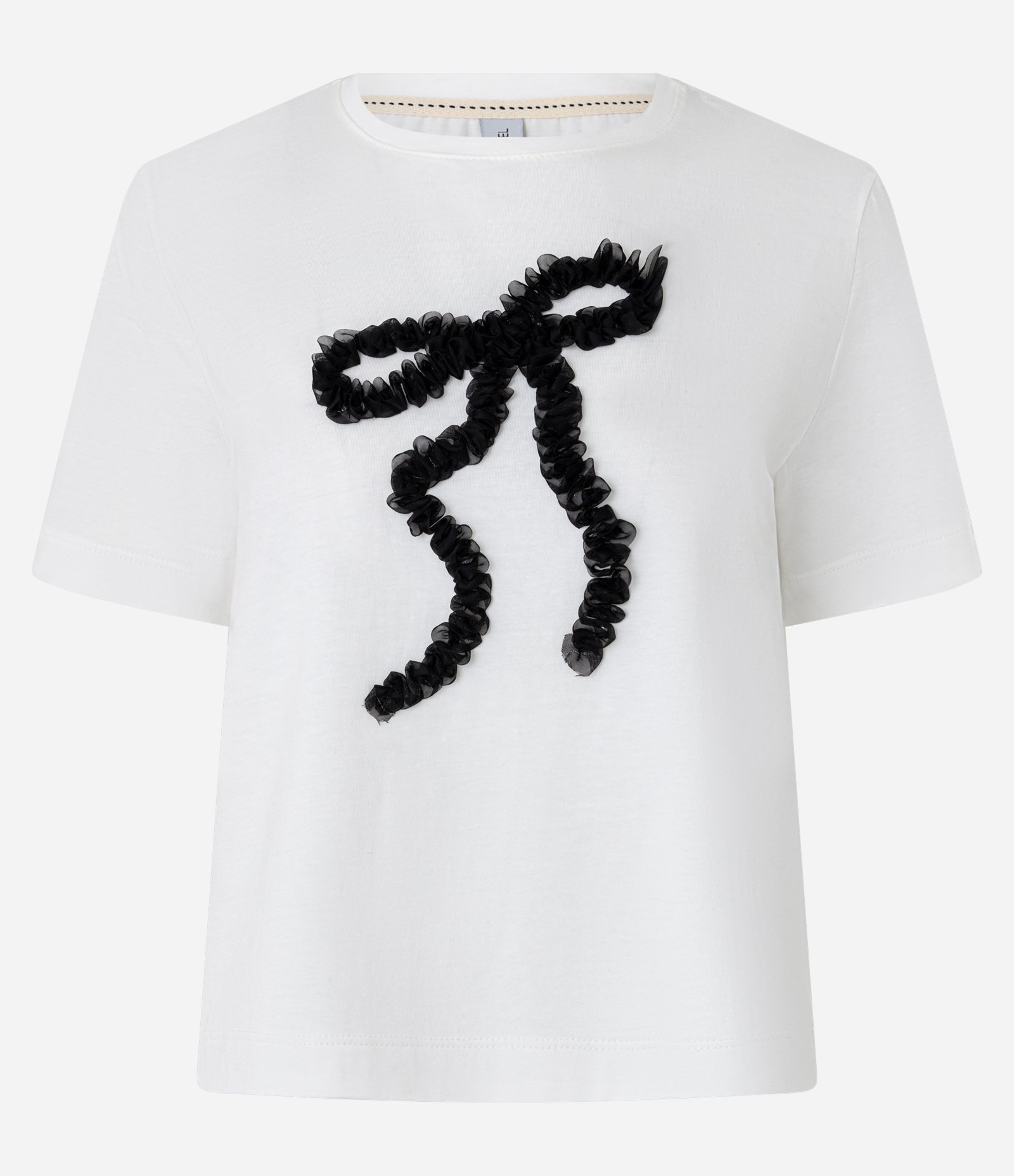 Camiseta T-shirt em Algodão com Laço em Alto Relevo Branco 1