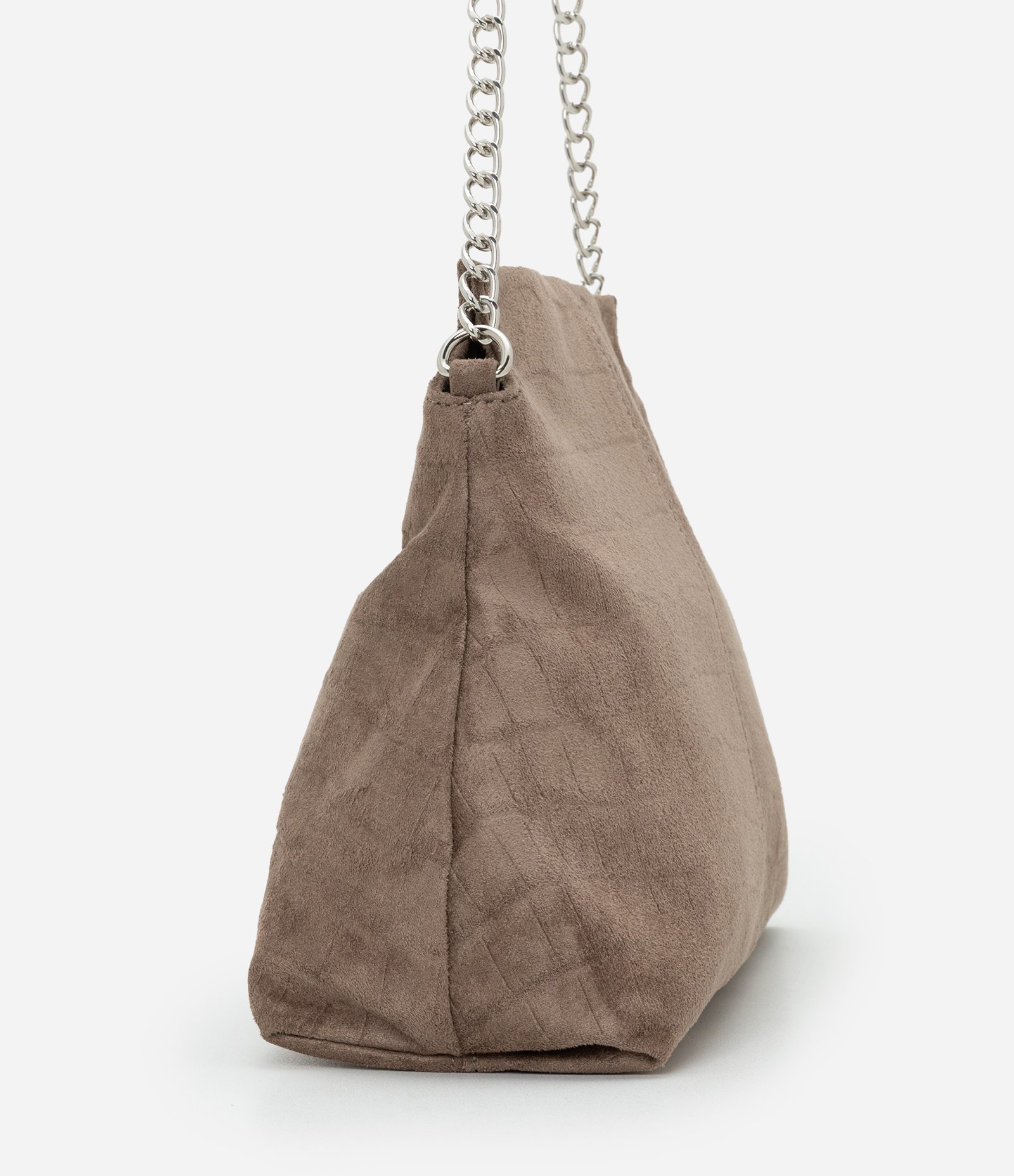 Bolsa Clutch Média em Suede com Textura Croco Marrom 2