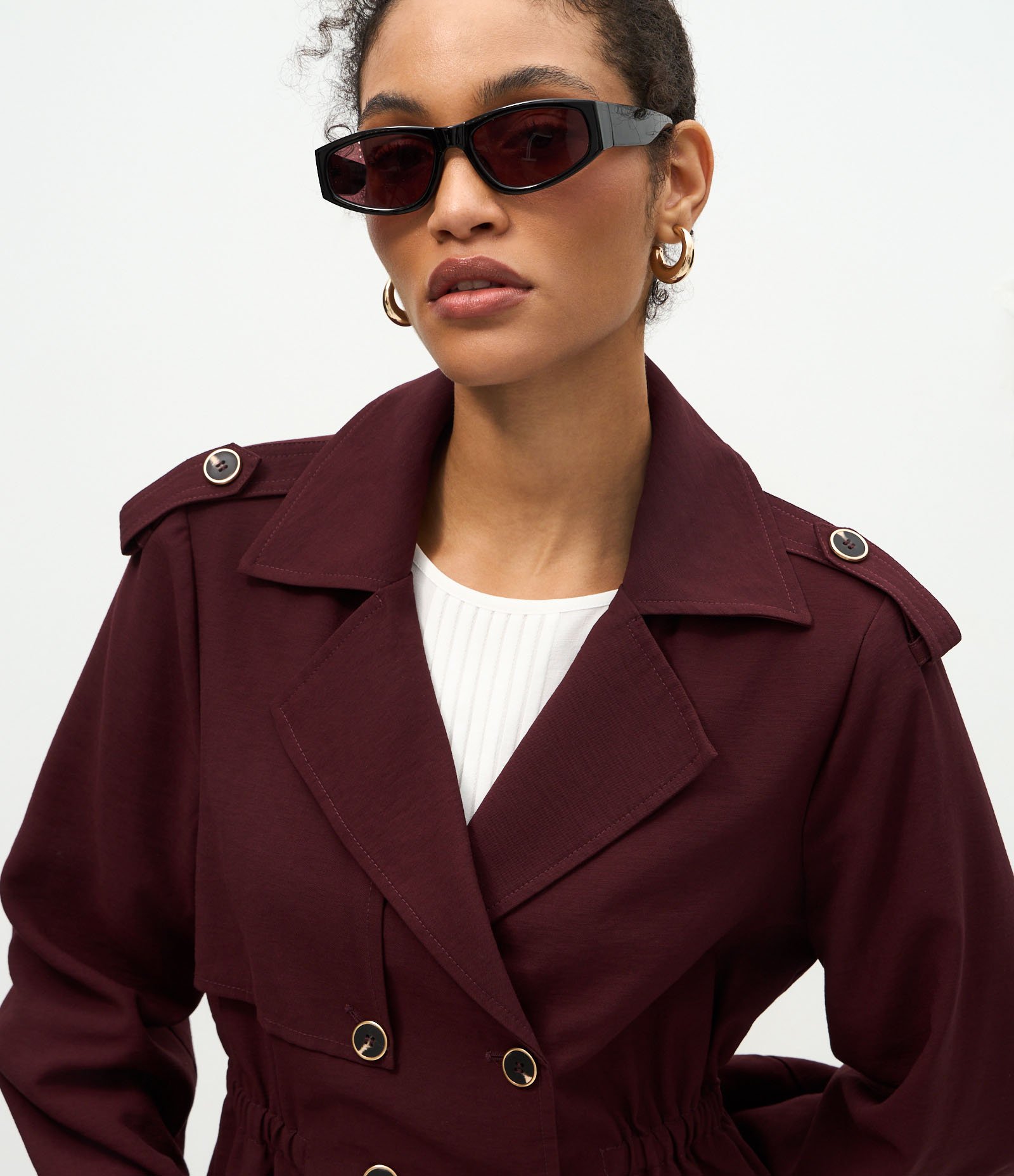 Jaqueta Leve em Viscose com Elástico na Cintura Vinho 3