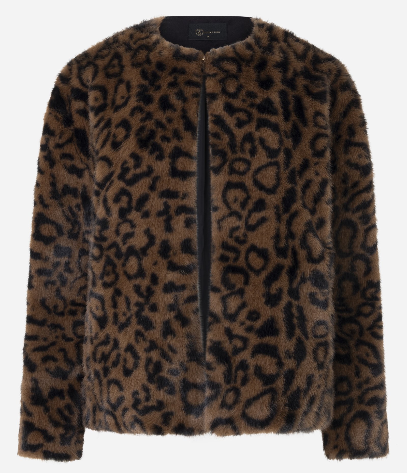 Casaco de Pelo com Estampa Animal Print Marrom 1