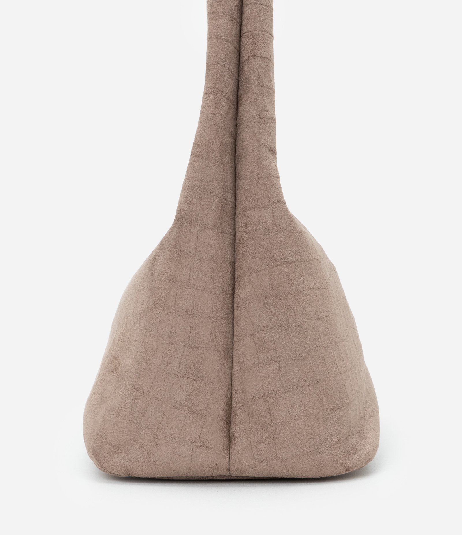 Bolsa Hobo Grande em Suede com Textura Croco Marrom 2