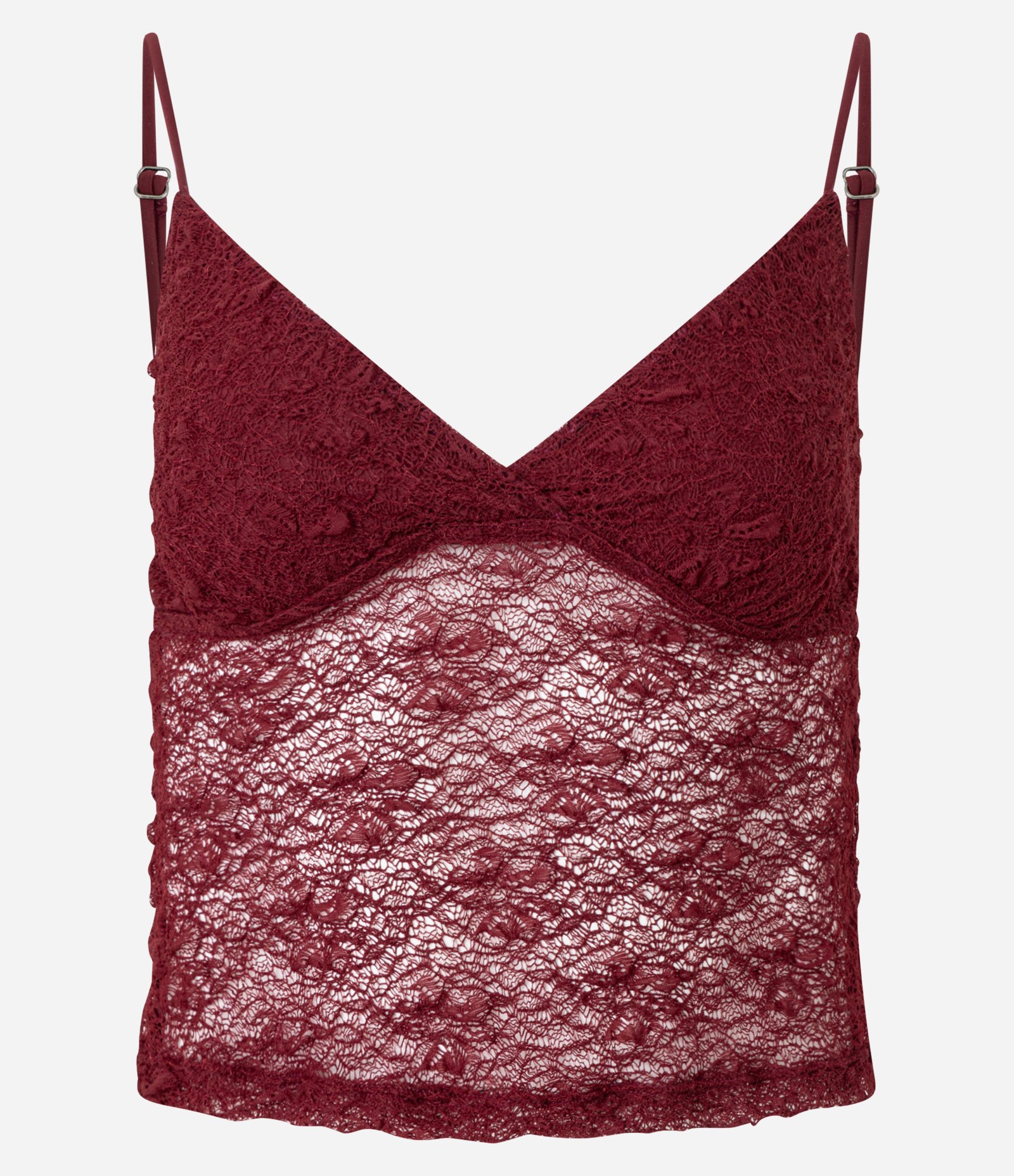 Blusa em Renda com Alça Fina e Textura Vermelho 1