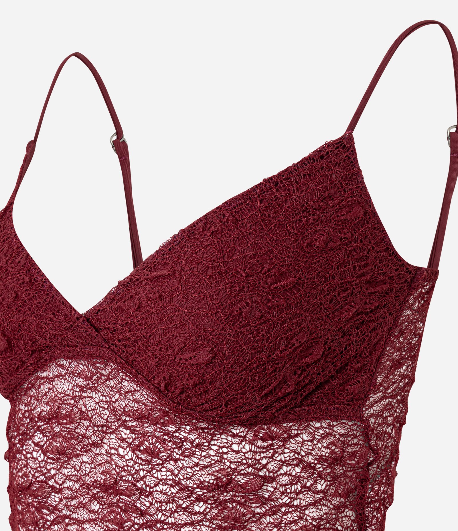Blusa em Renda com Alça Fina e Textura Vermelho 2