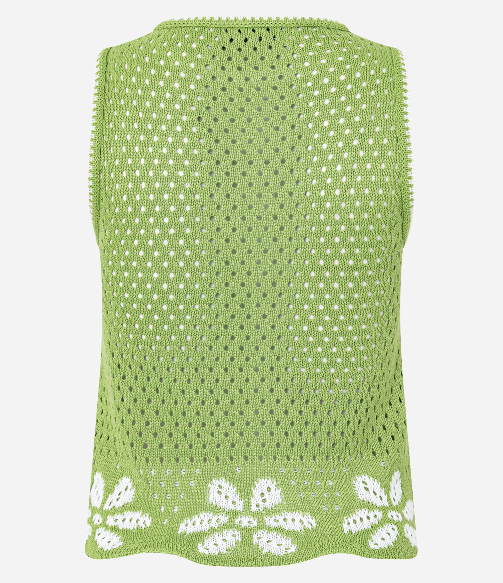 Blusa Regata em Tricô com Flores na Barra Verde 3