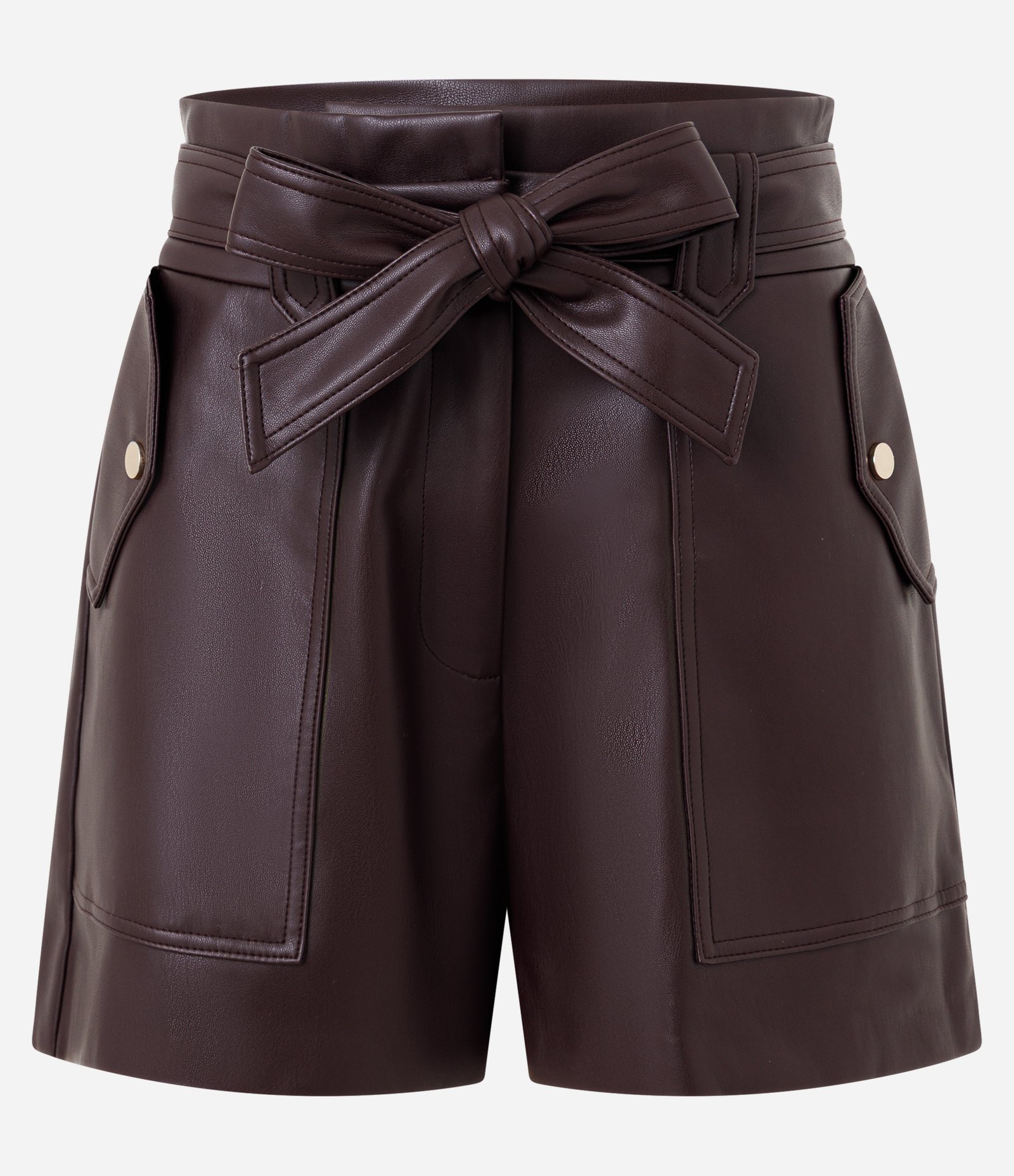 Short em PU com Cós Elástico e Faixa para Amarração Bordô 6