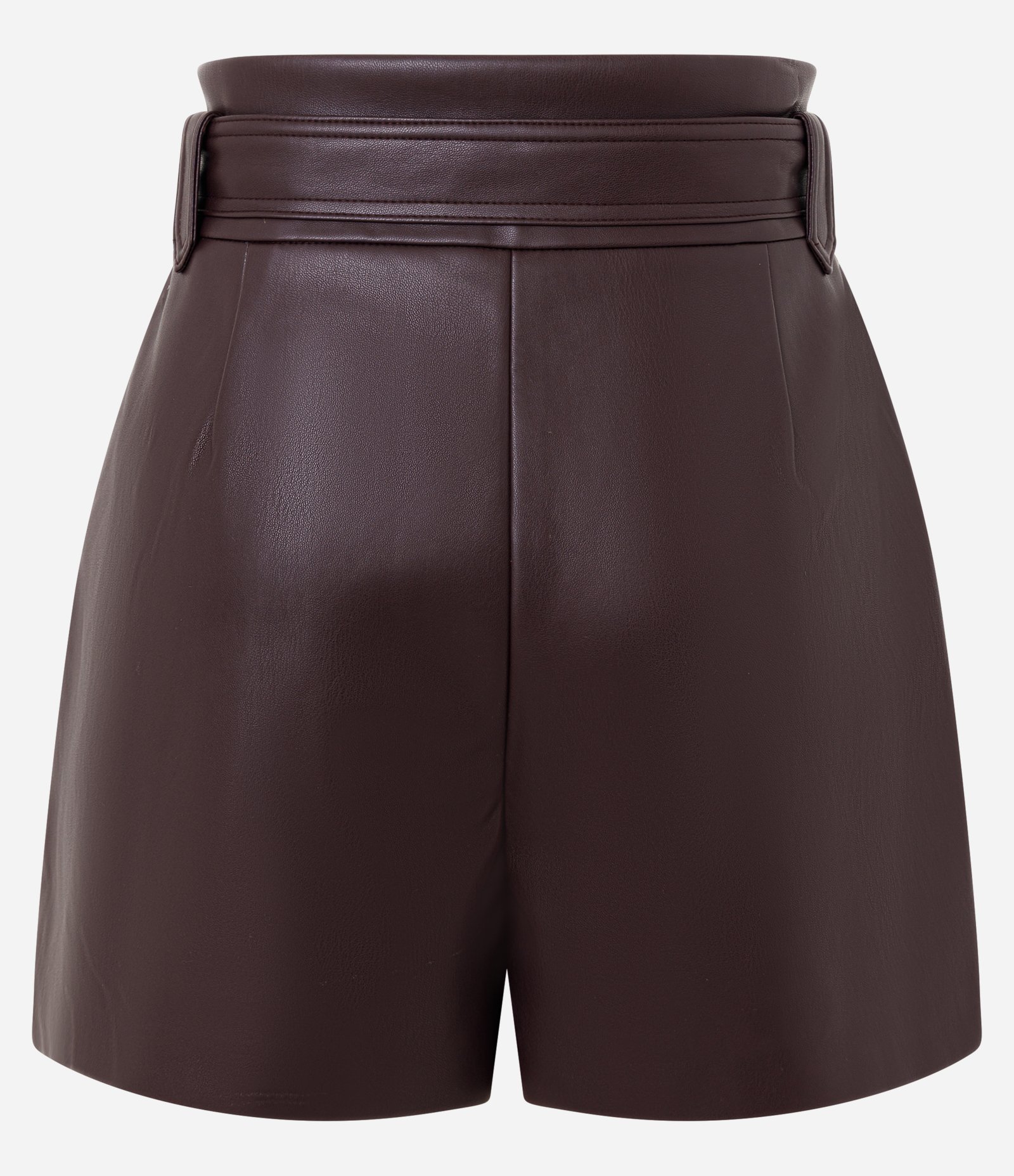 Short em PU com Cós Elástico e Faixa para Amarração Bordô 7